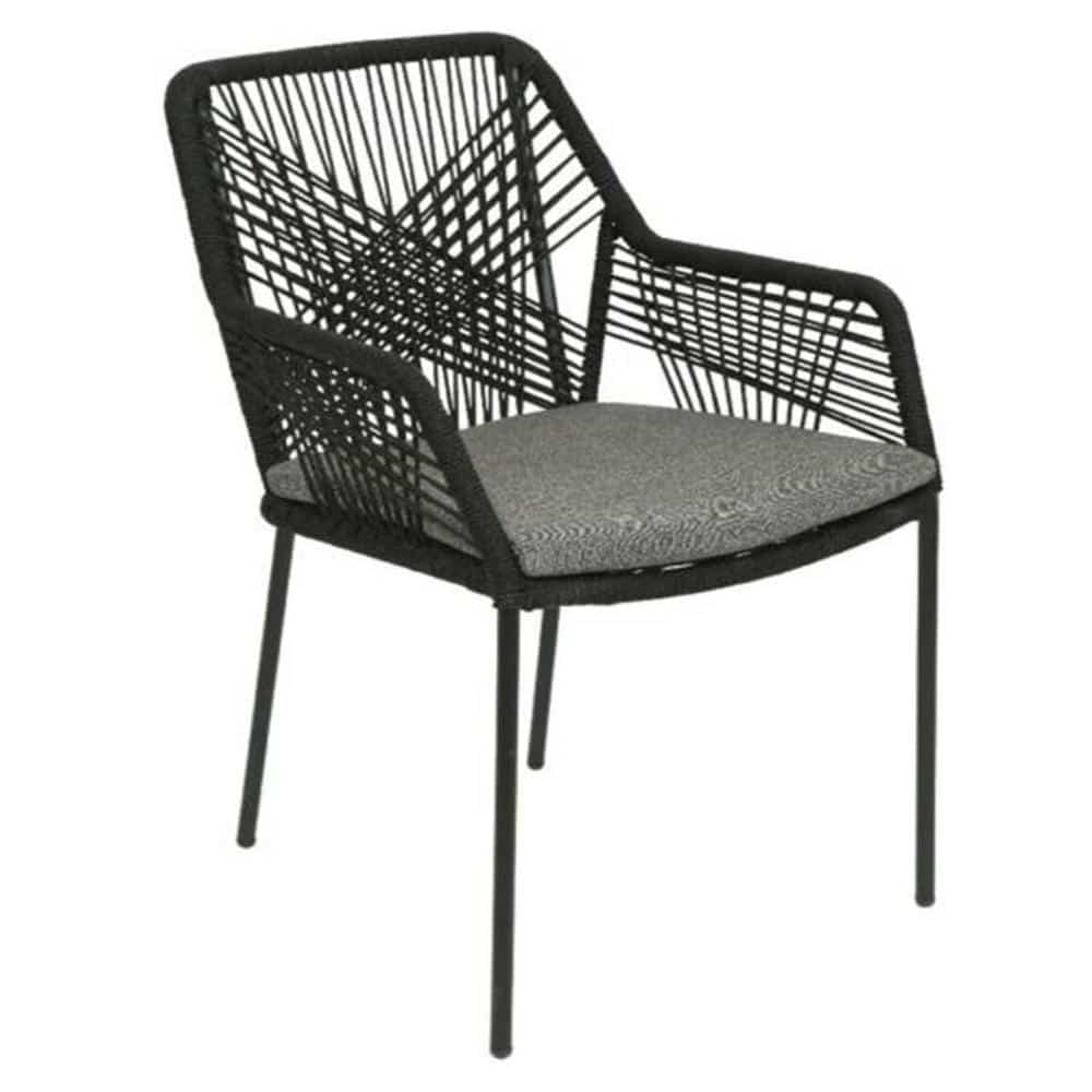 Seville dining tuinstoel stapelbaar | touw + staal | zwart