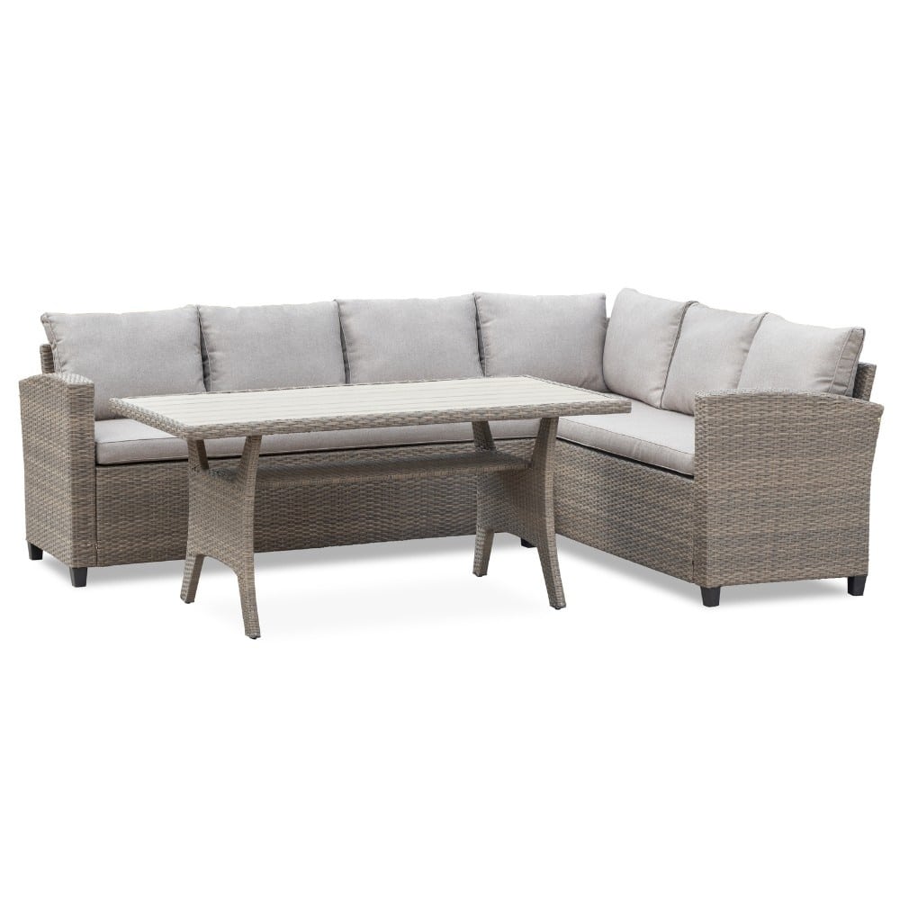 Stockholm dining loungeset 3-delig | wicker | 245x169cm | zand