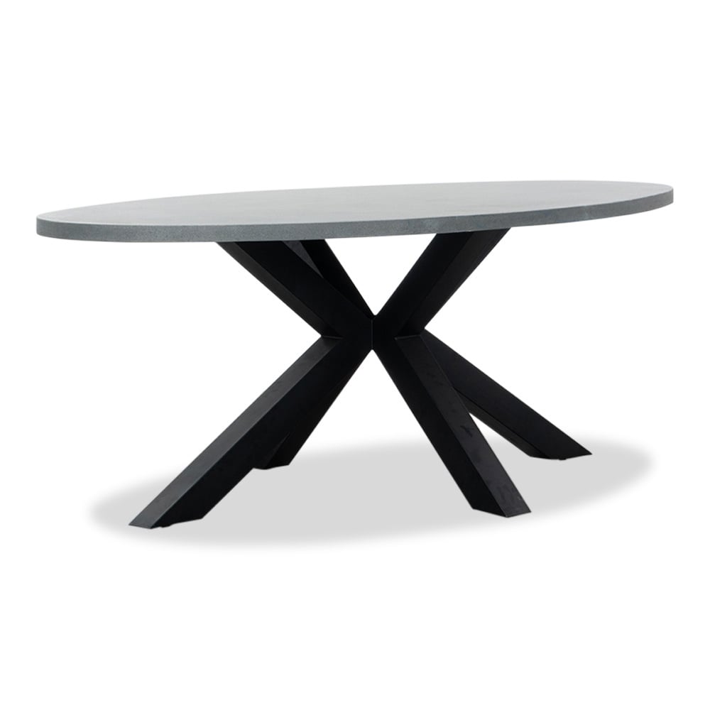 Stockholm dining tuintafel | betonlook + staal | ovaal | 200x110cm