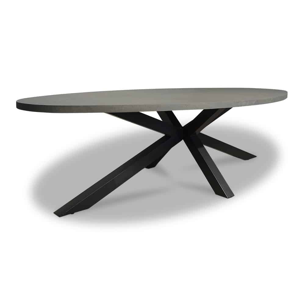 Stockholm dining tuintafel | betonlook + staal | ovaal | 280x130cm
