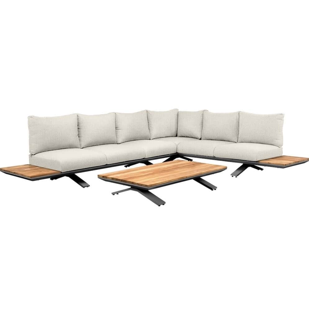 Stockholm hoek loungeset 3 delig matt royal grey soft grey mixed weave SUNS