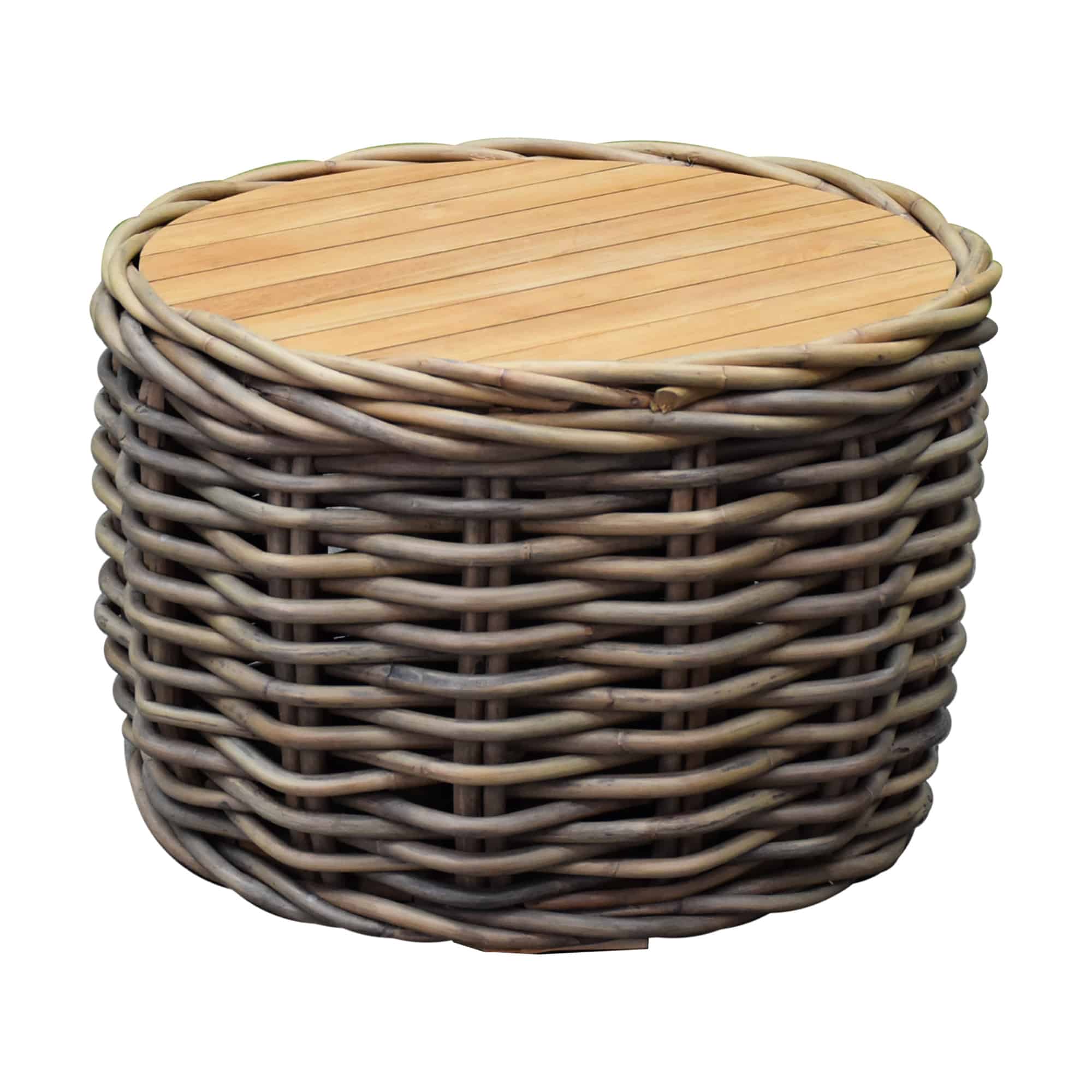 Sumatra grote ronde tafel met teakblad naturel rotan