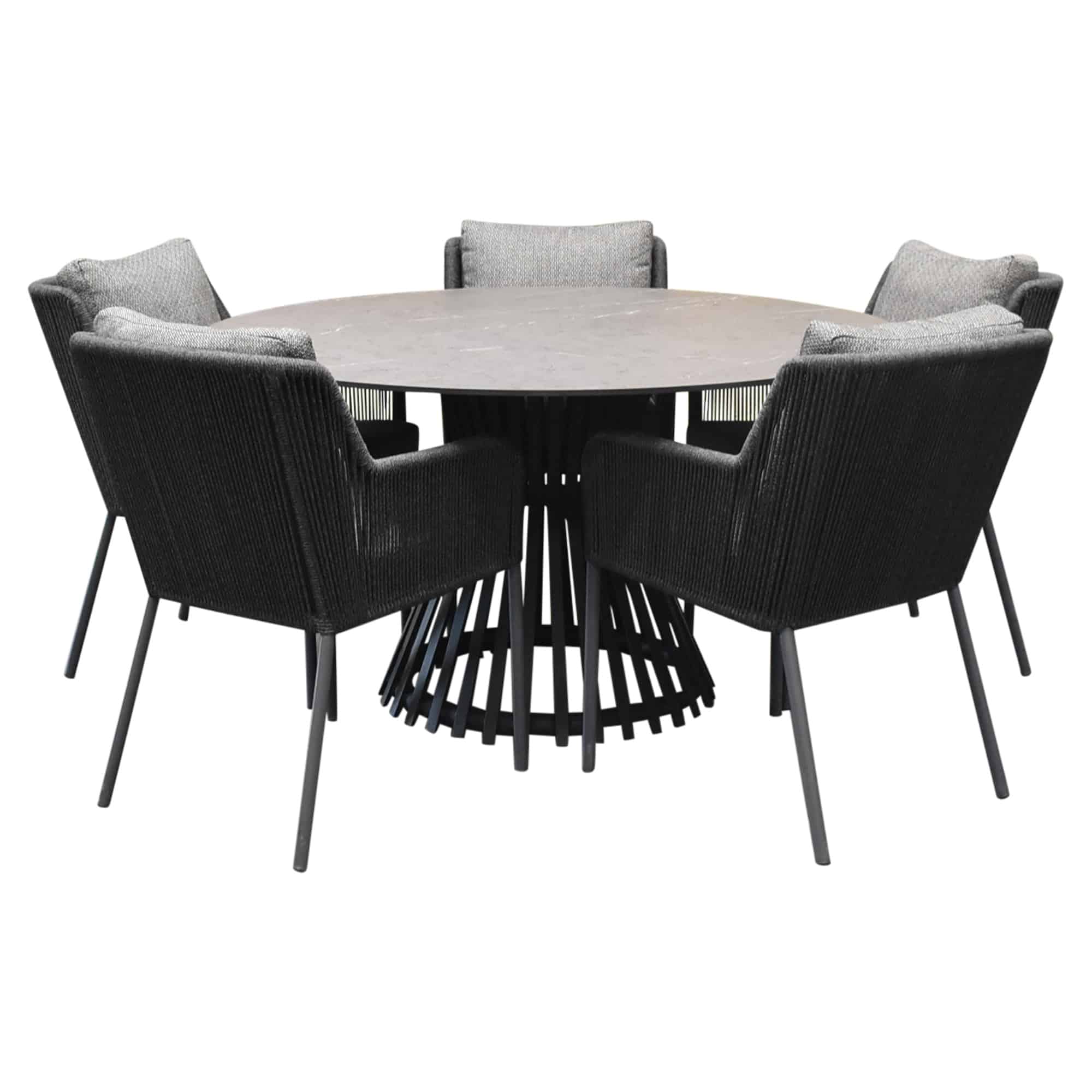 Sussex Pasadena dining tuinset 140xH75 cm rond 6 delig aluminium