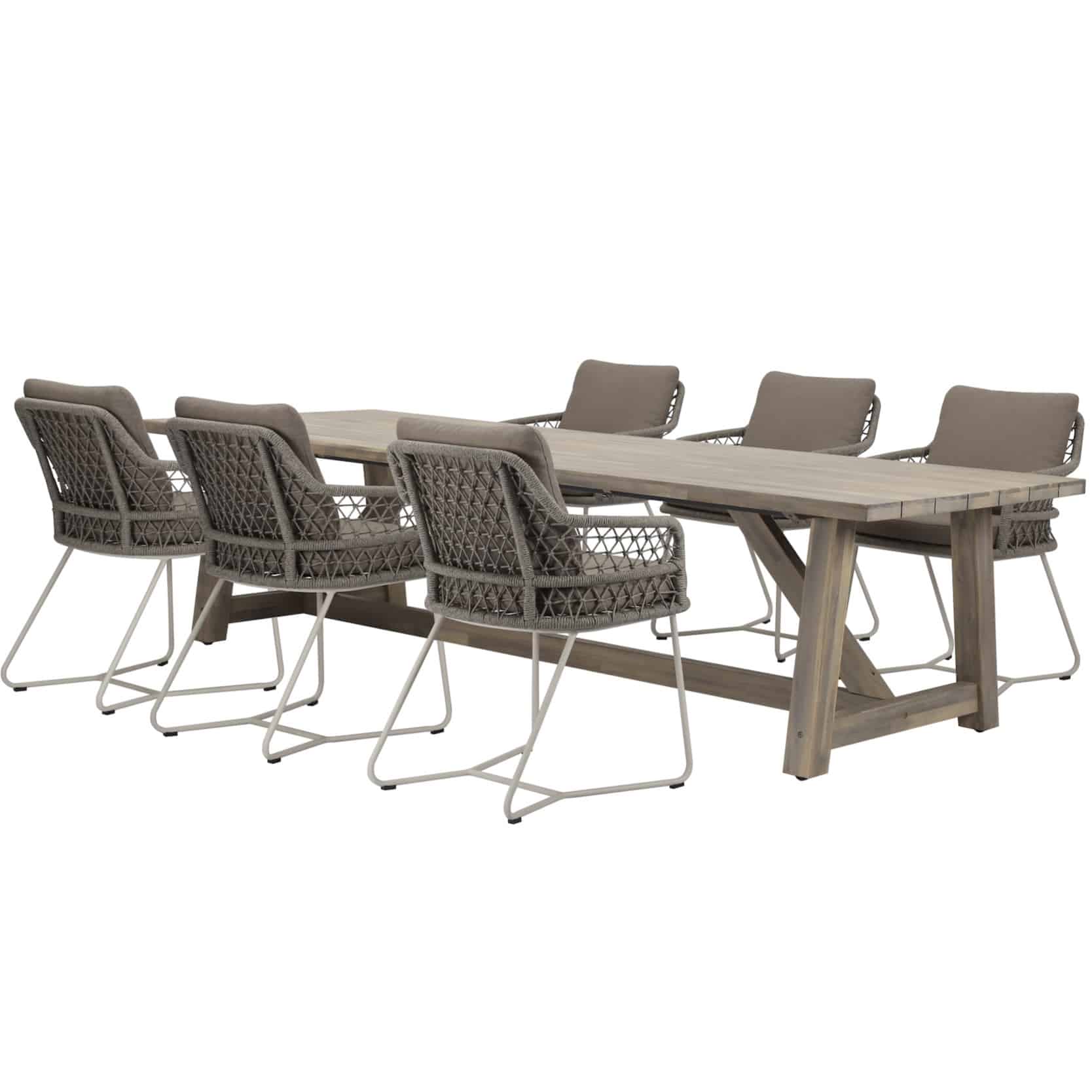 Taranto Ravello dining tuinset 250x100xH76 cm 7 delig rope acacia