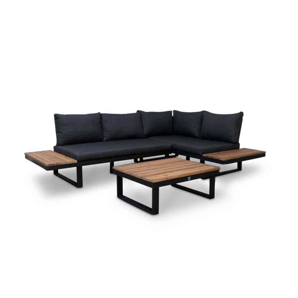 Titan hoek loungeset 3-delig | aluminium + hardhout | 247x167cm | Light teaklook