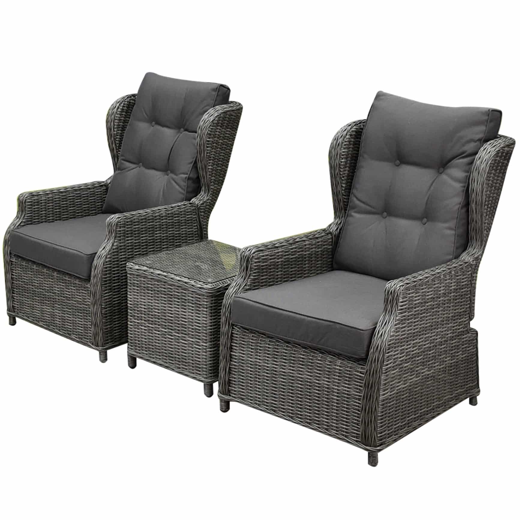 Toscane XL lounge balkonset verstelbaar 3-delig antraciet