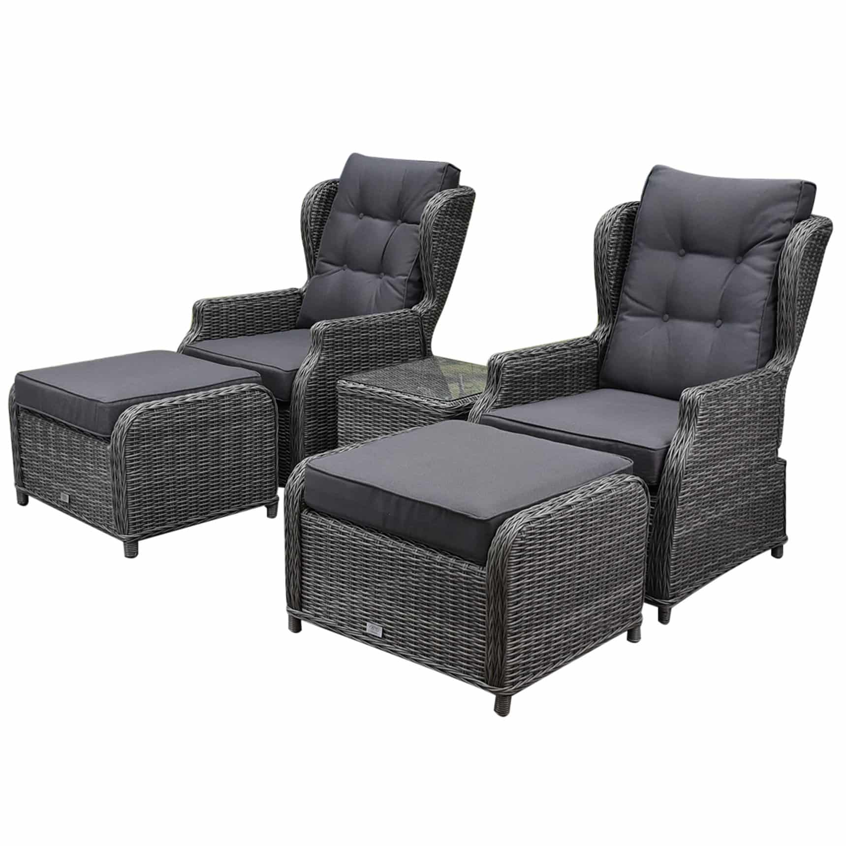 Toscane XL lounge balkonset verstelbaar 5-delig antraciet