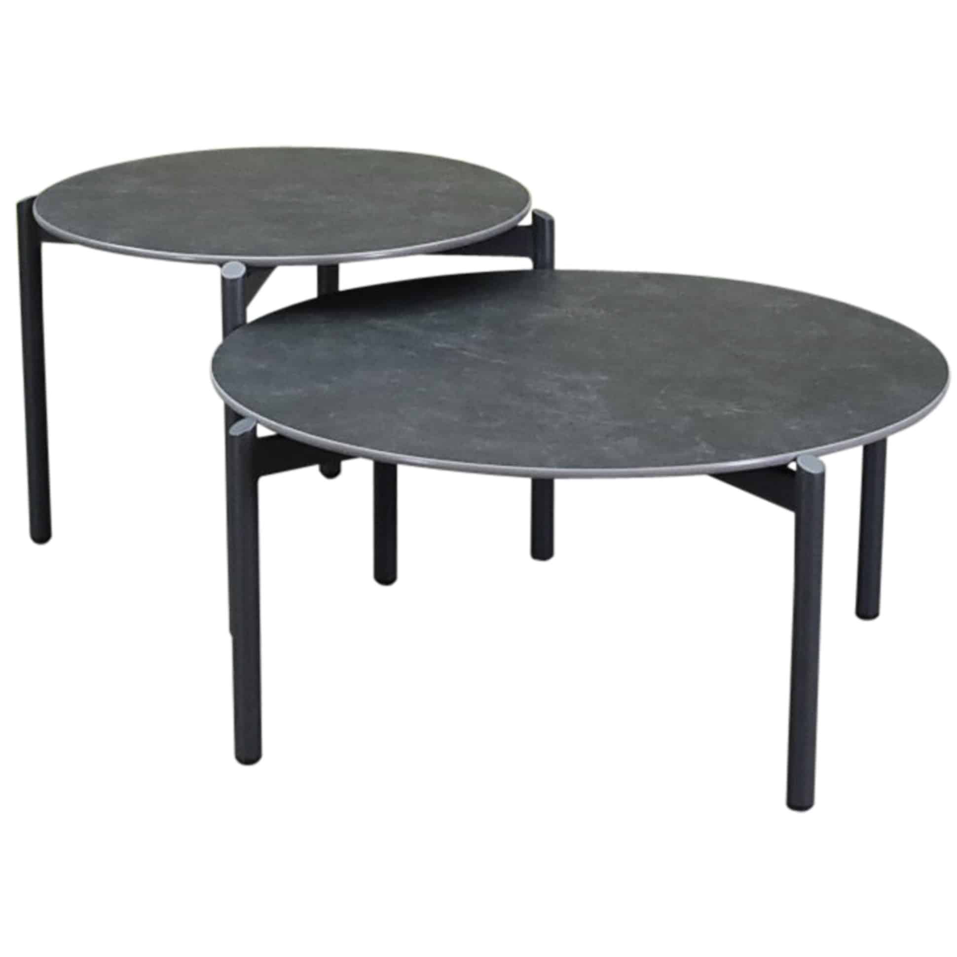 Tucson salontafels 87 cm rond en 67 cm rond keramiek antraciet