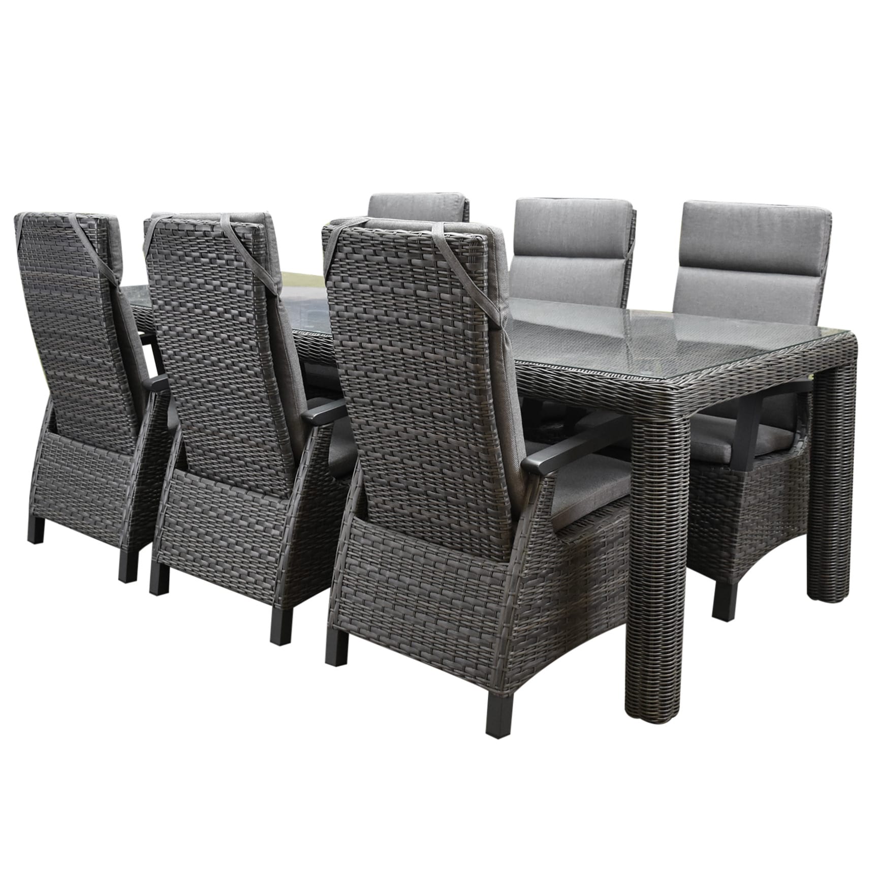 Tunis Bergamo dining tuinset verstelbaar 240x100xH78 cm antraciet 7 delig