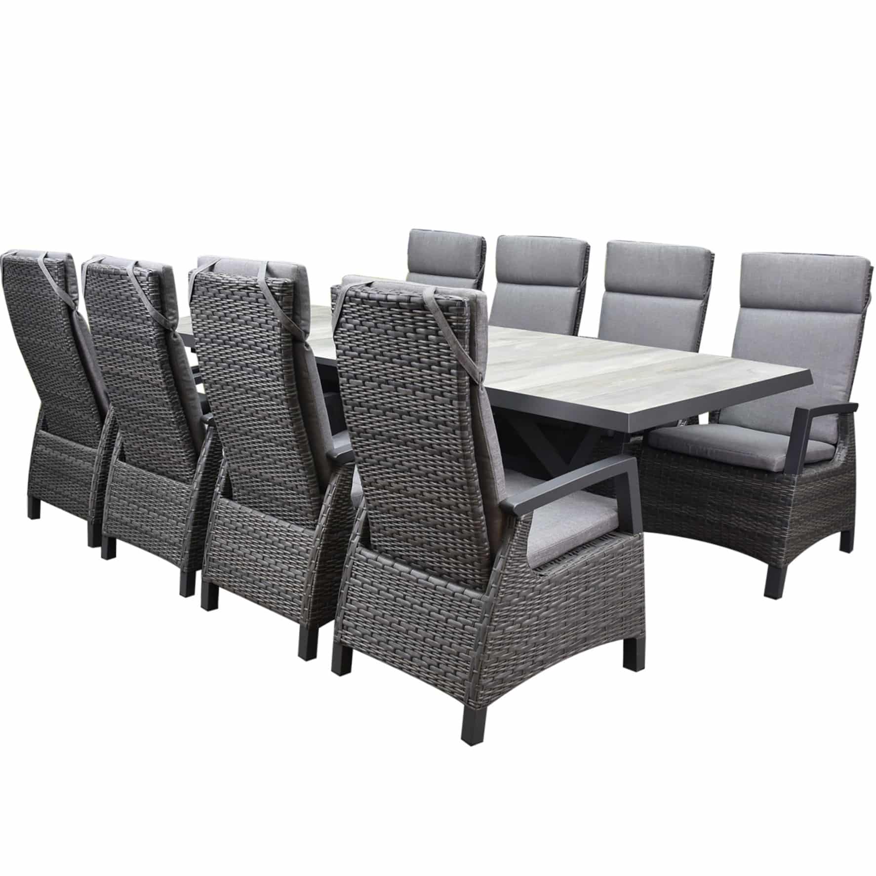 Tunis New Delhi dining tuinset uitschuifbaar 204-264x103xH74,5 cm 9 delig verstelbaar