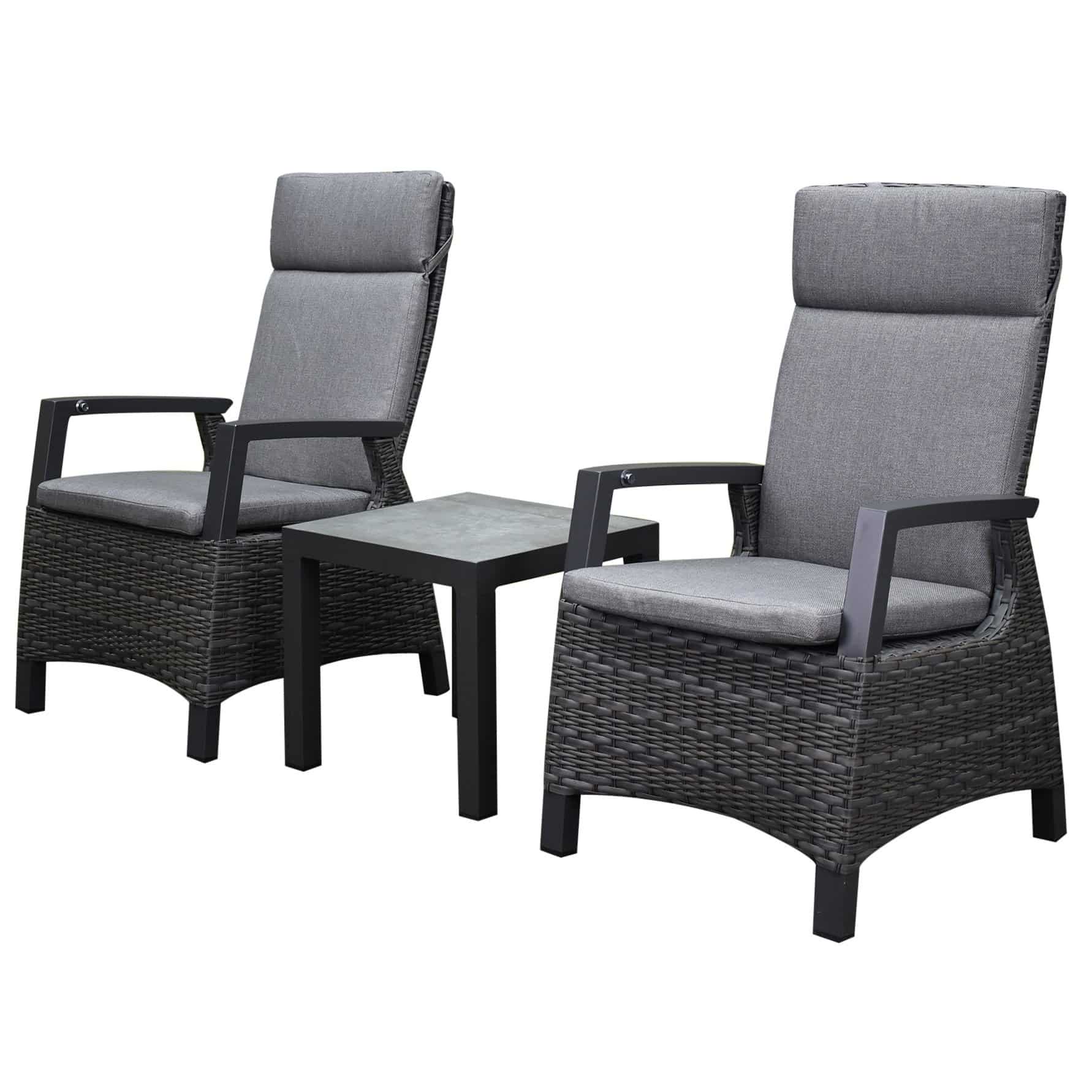 Tunis balkonset 3 delig verstelbaar antraciet