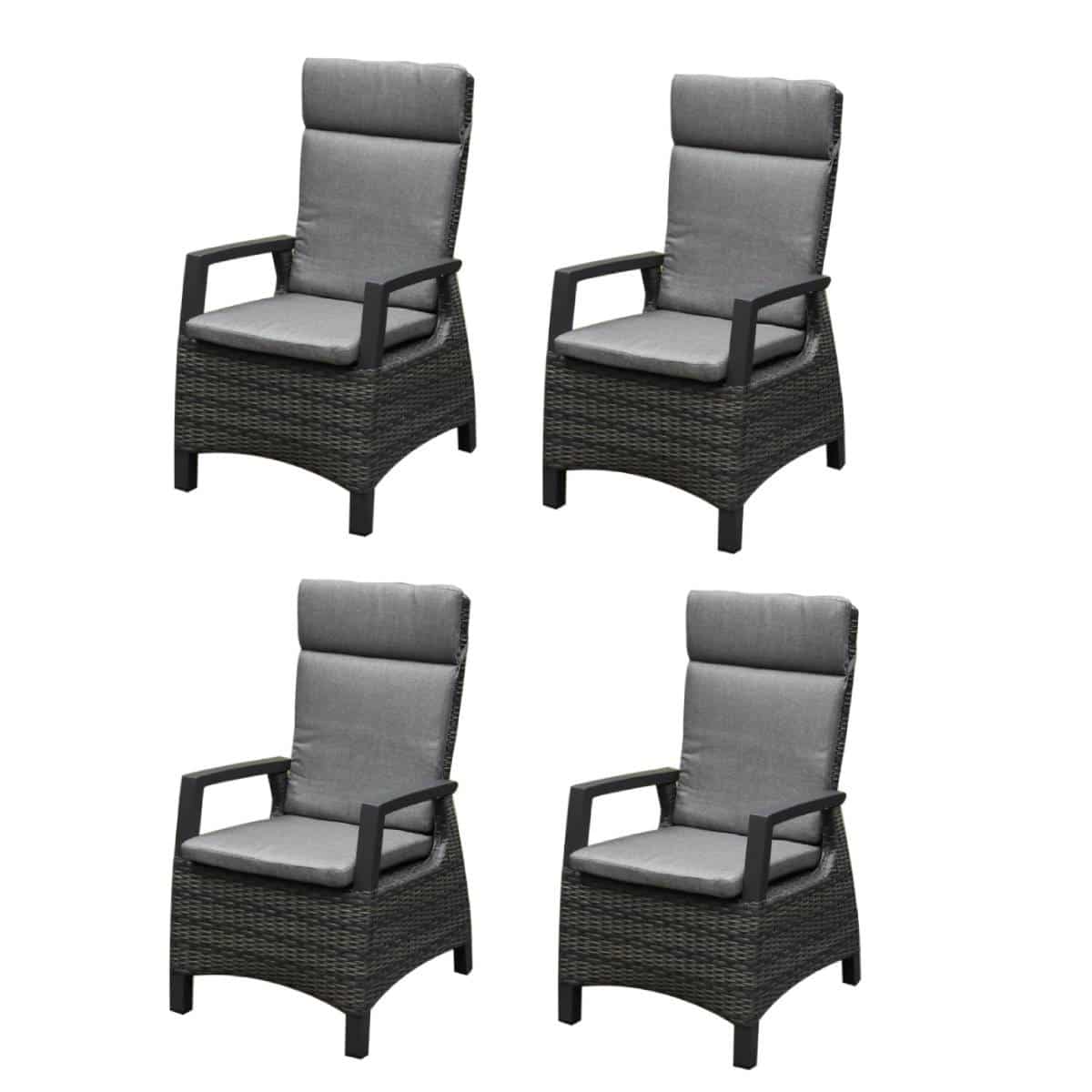 Tunis dining tuinstoel verstelbaar antraciet set van 4