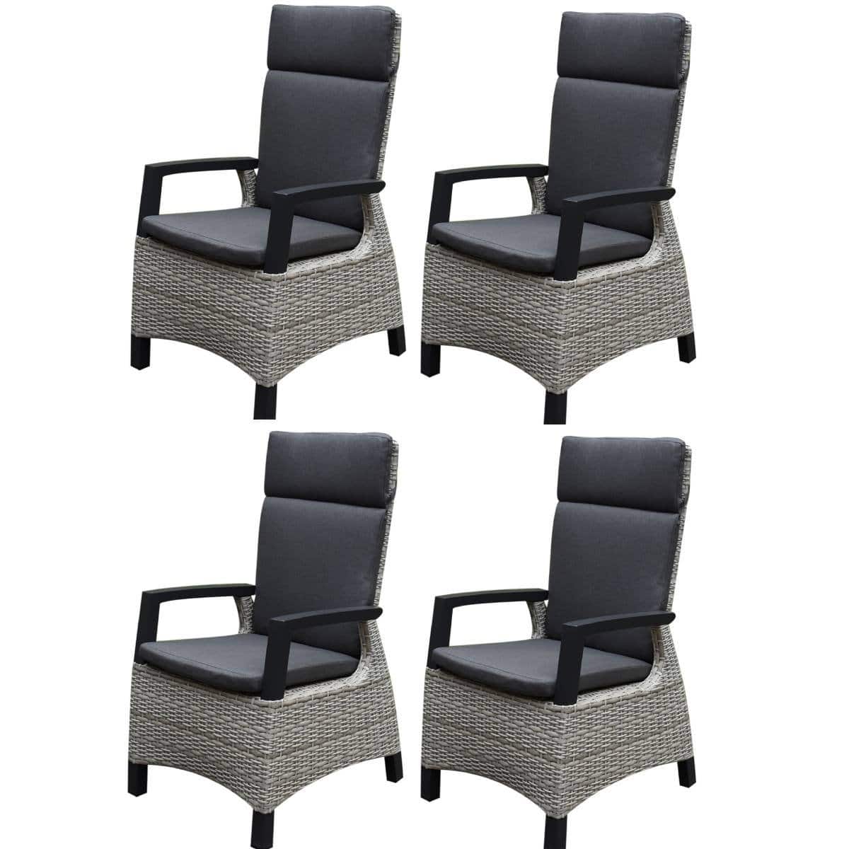 Tunis dining tuinstoel verstelbaar grijs set van 4