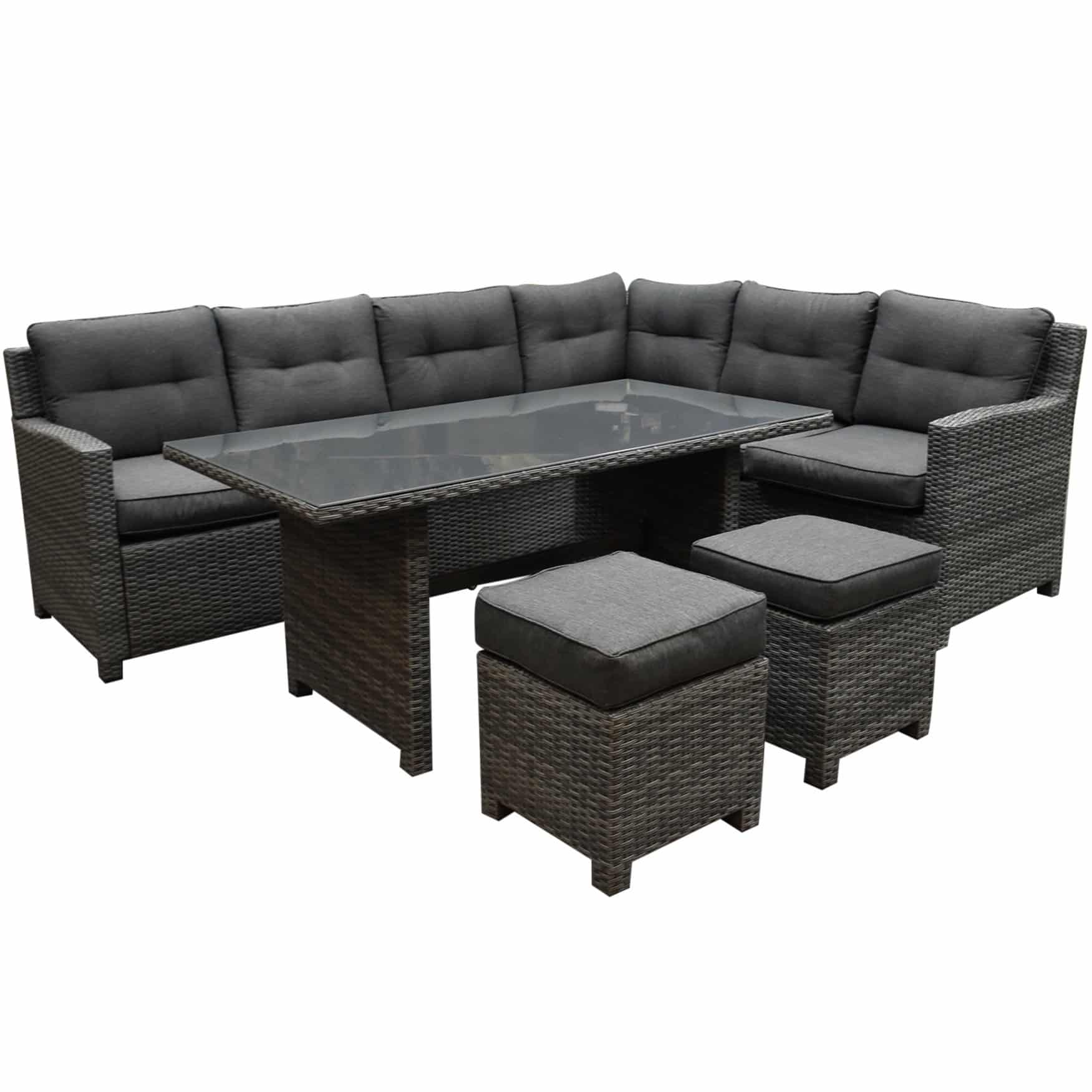 Valencia dining hoek loungeset 5-delig rechts antraciet wicker