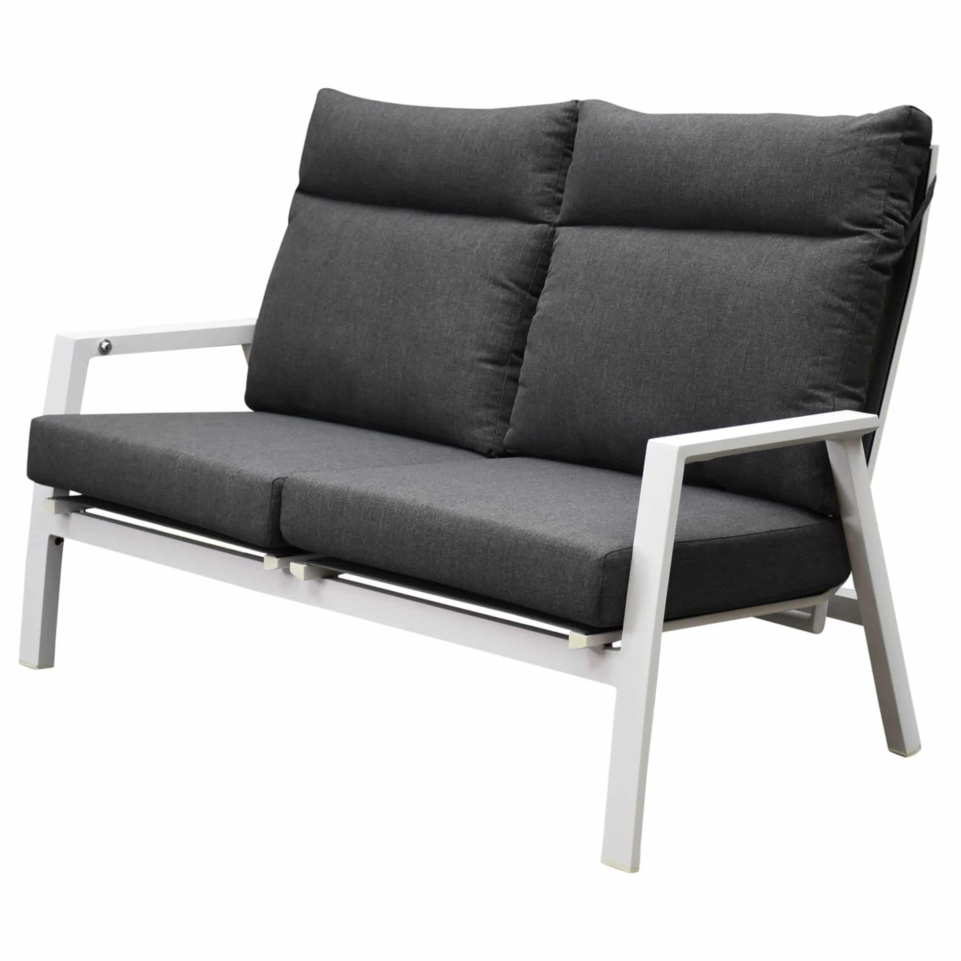 Vegas 2-zitsbank verstelbaar aluminium wit