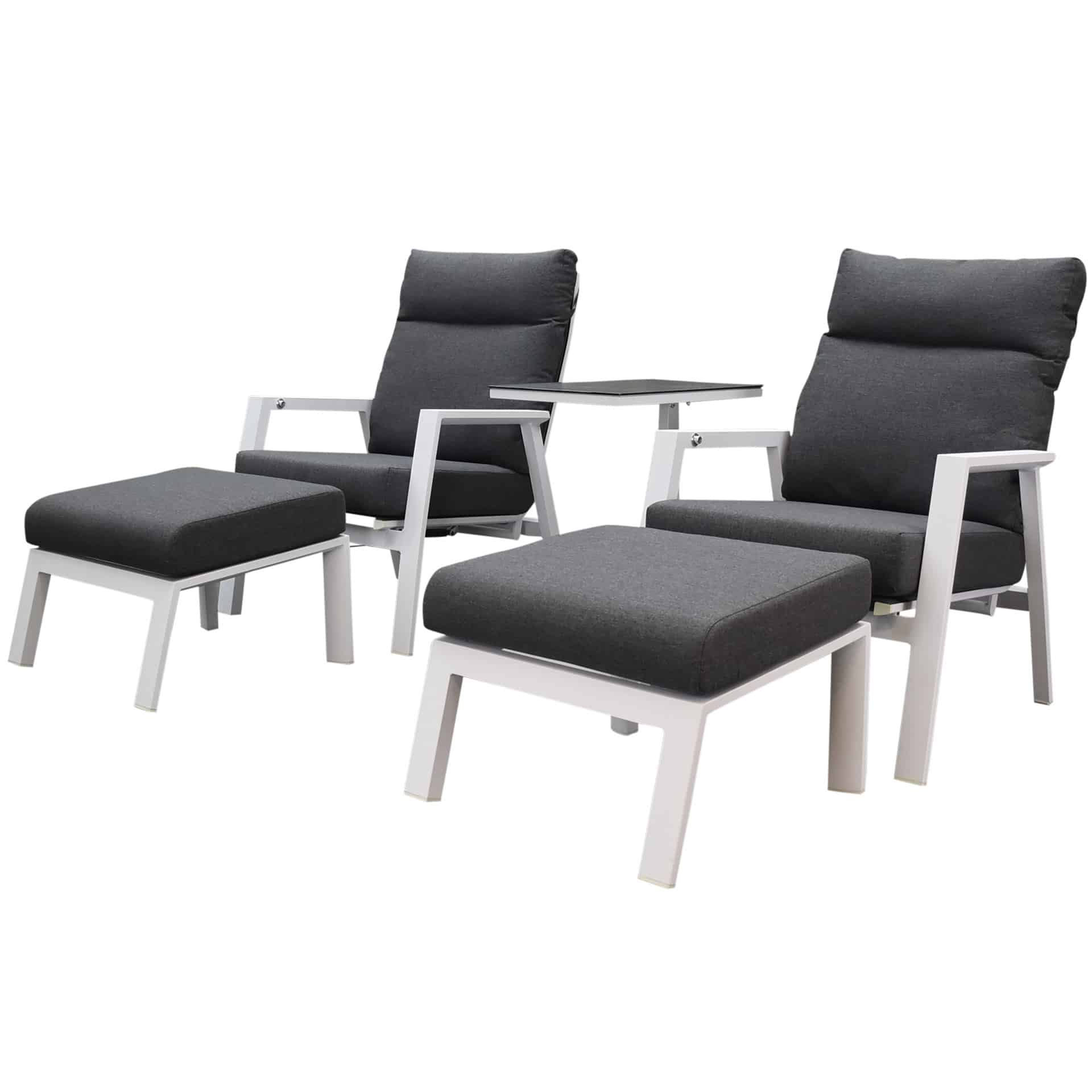 Vegas Tracy lounge balkonset 5 delig verstelbaar wit aluminium