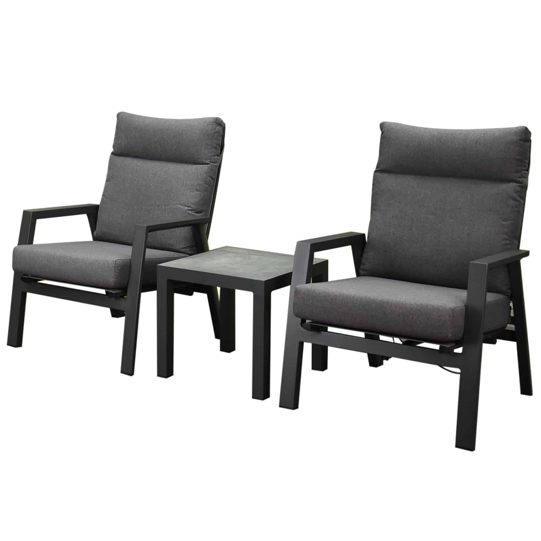 Vegas lounge balkonset 3 delig verstelbaar aluminium antraciet