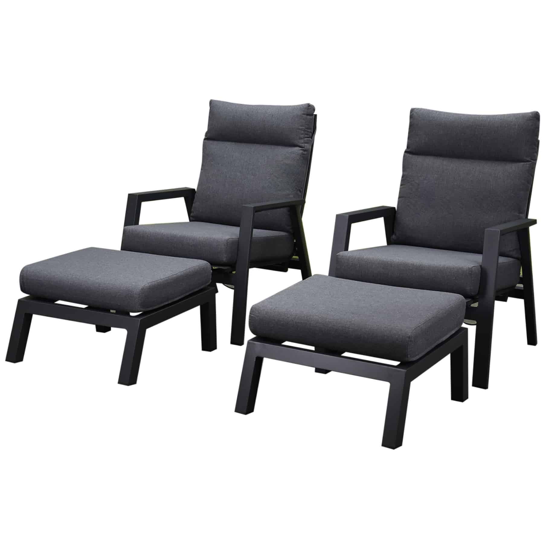 Vegas lounge balkonset 4 delig verstelbaar antraciet