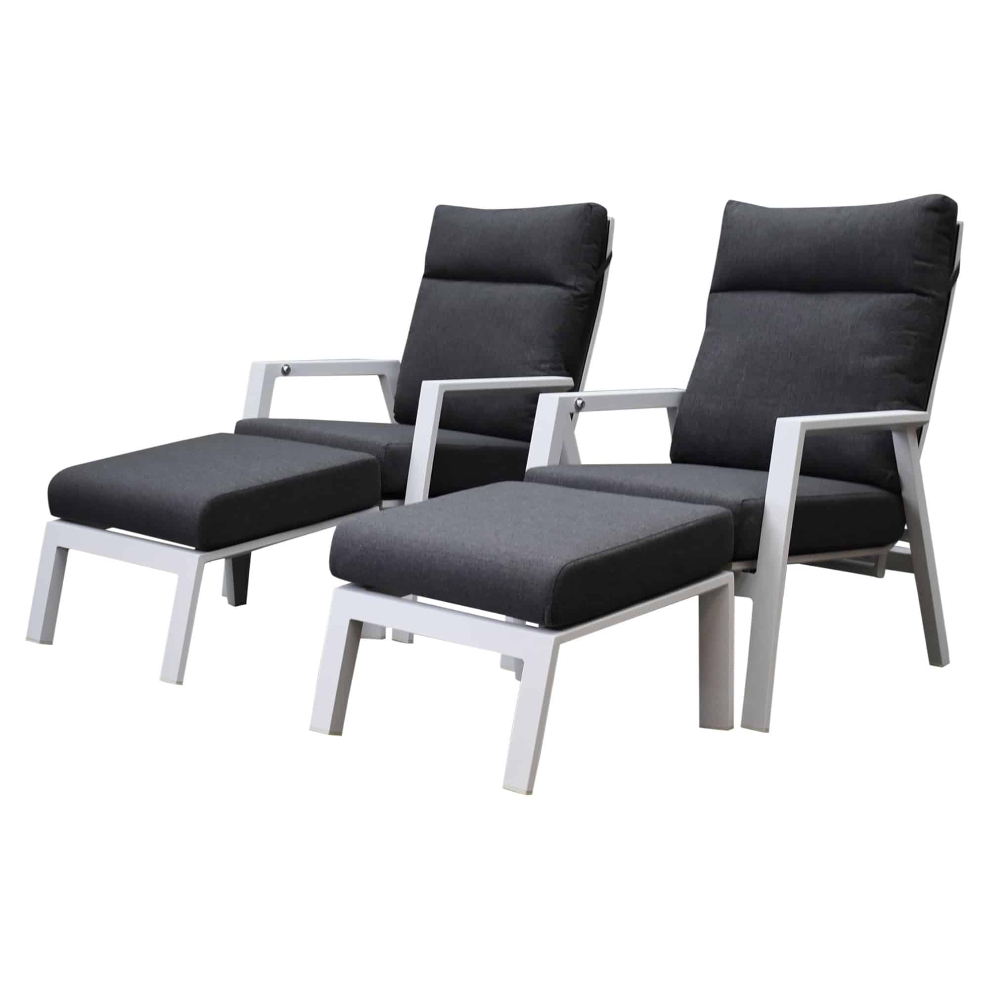 Vegas lounge balkonset 4 delig verstelbaar wit aluminium