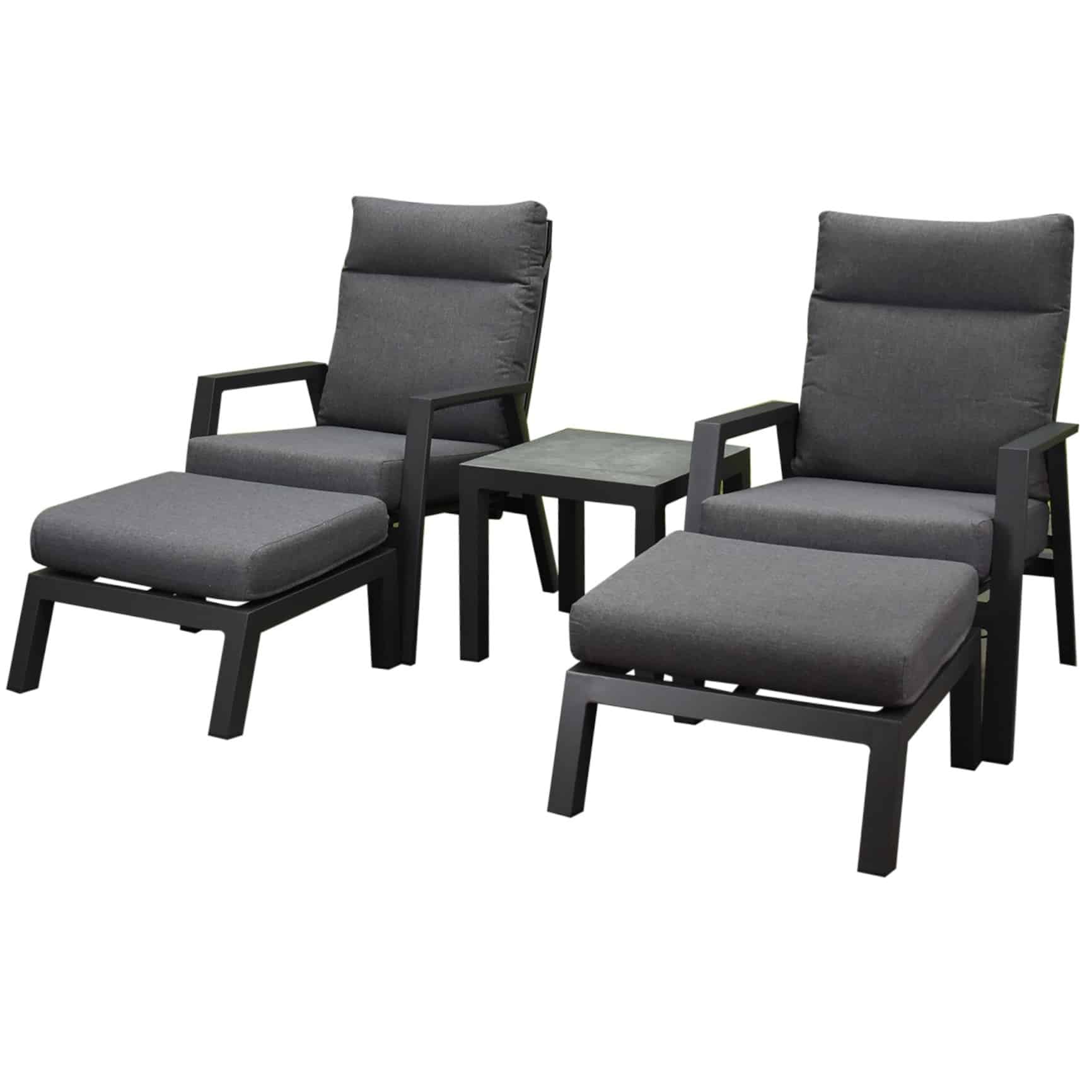 Vegas lounge balkonset 5 delig verstelbaar antraciet aluminium