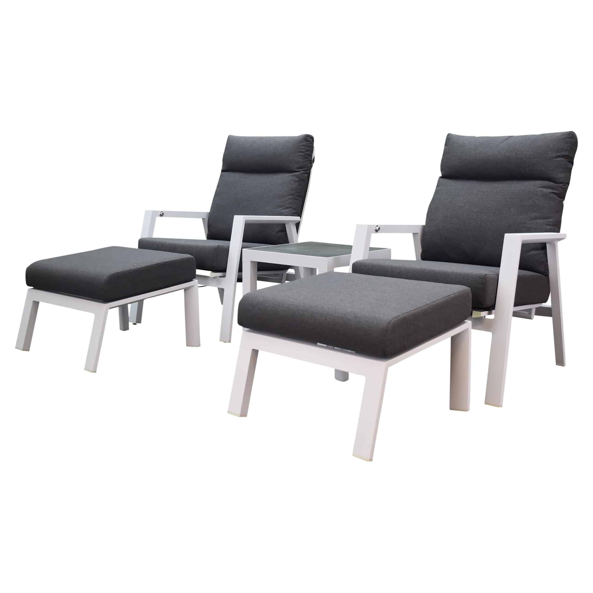 Vegas lounge balkonset 5 delig verstelbaar wit aluminium