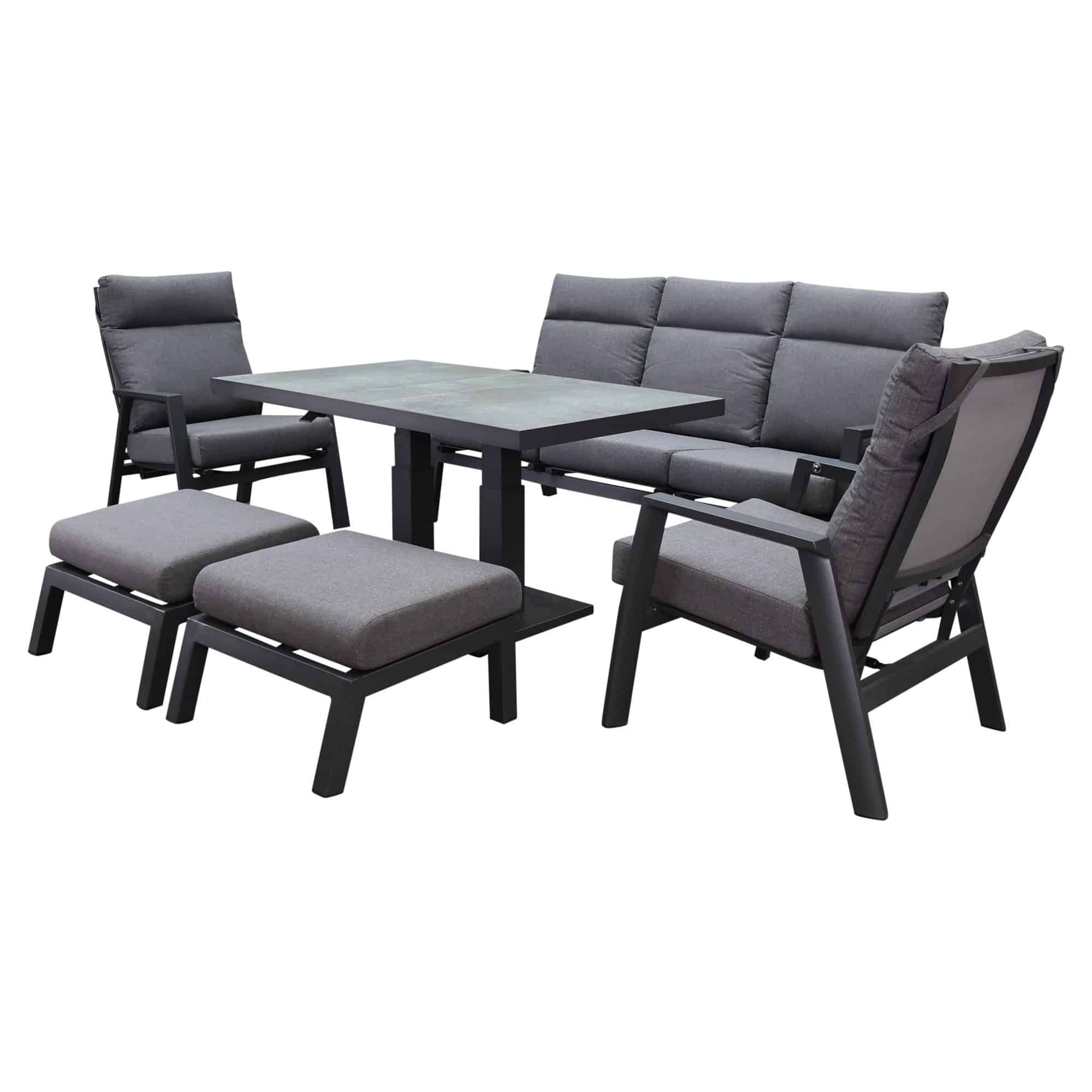 Vegas stoel bank dining loungeset 6 delig verstelbaar aluminium