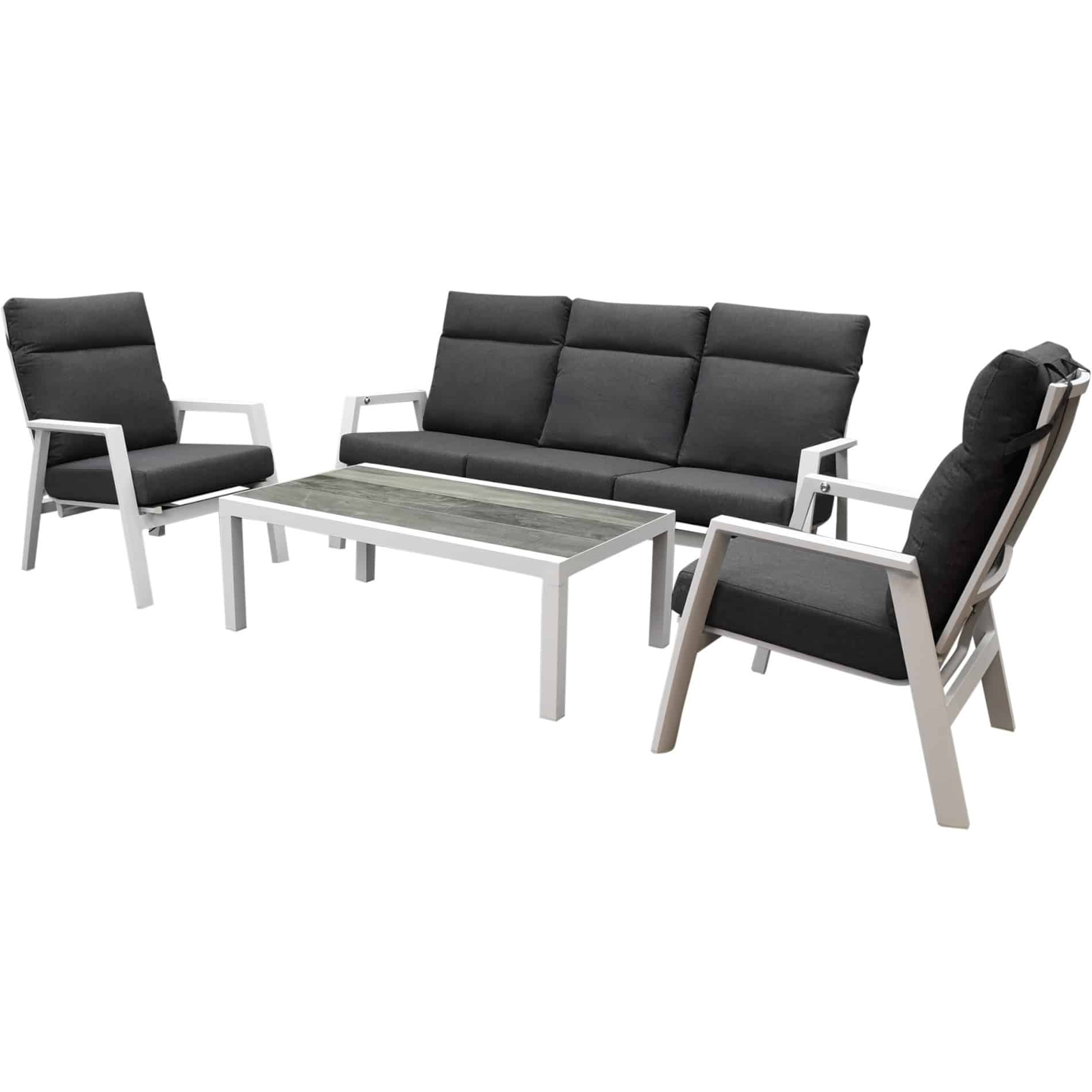 Vegas stoel bank loungeset 4 delig wit verstelbaar