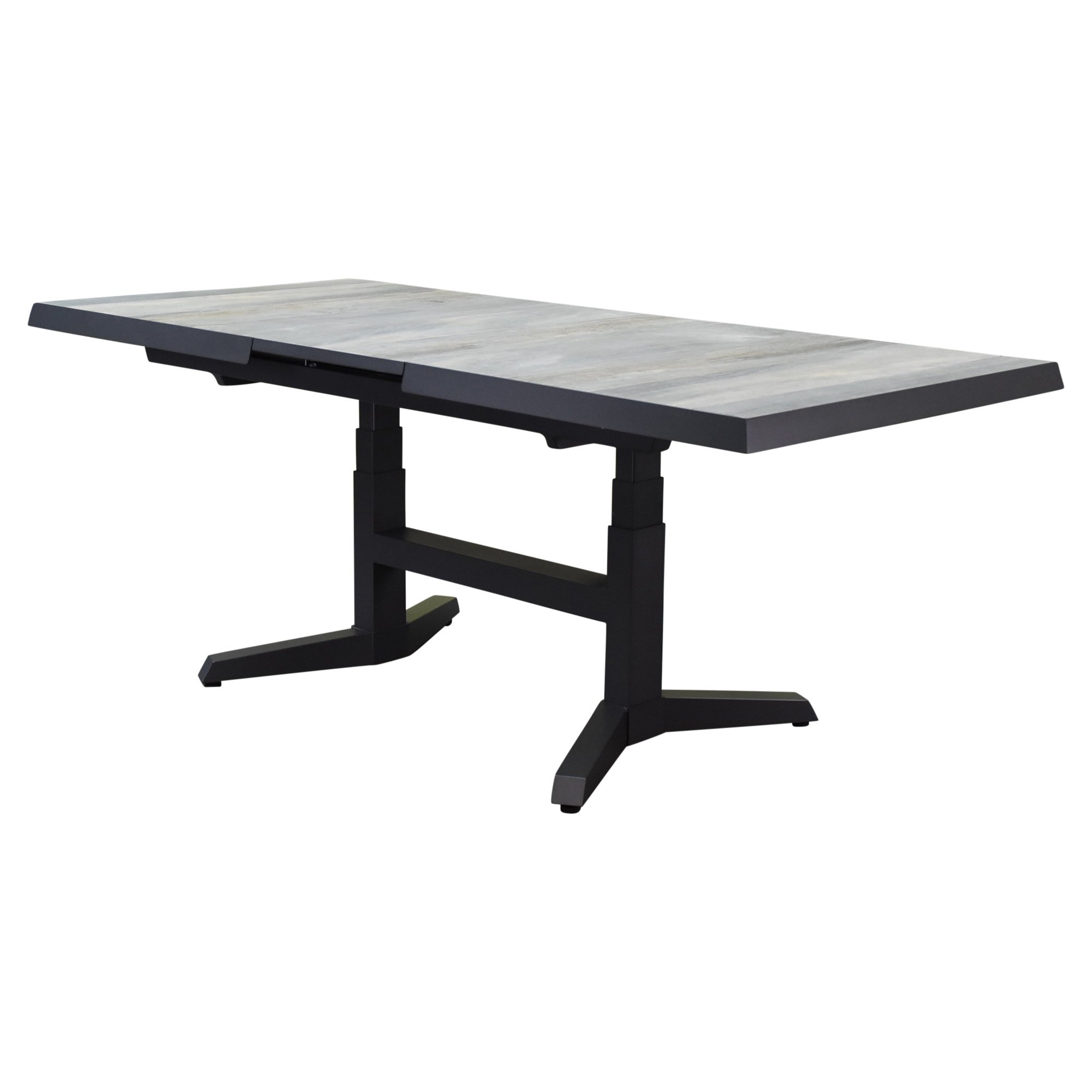 Venezia uitschuifbare lounge-diningtafel in hoogte verstelbaar 143-183x88xH51-H75 cm antraciet