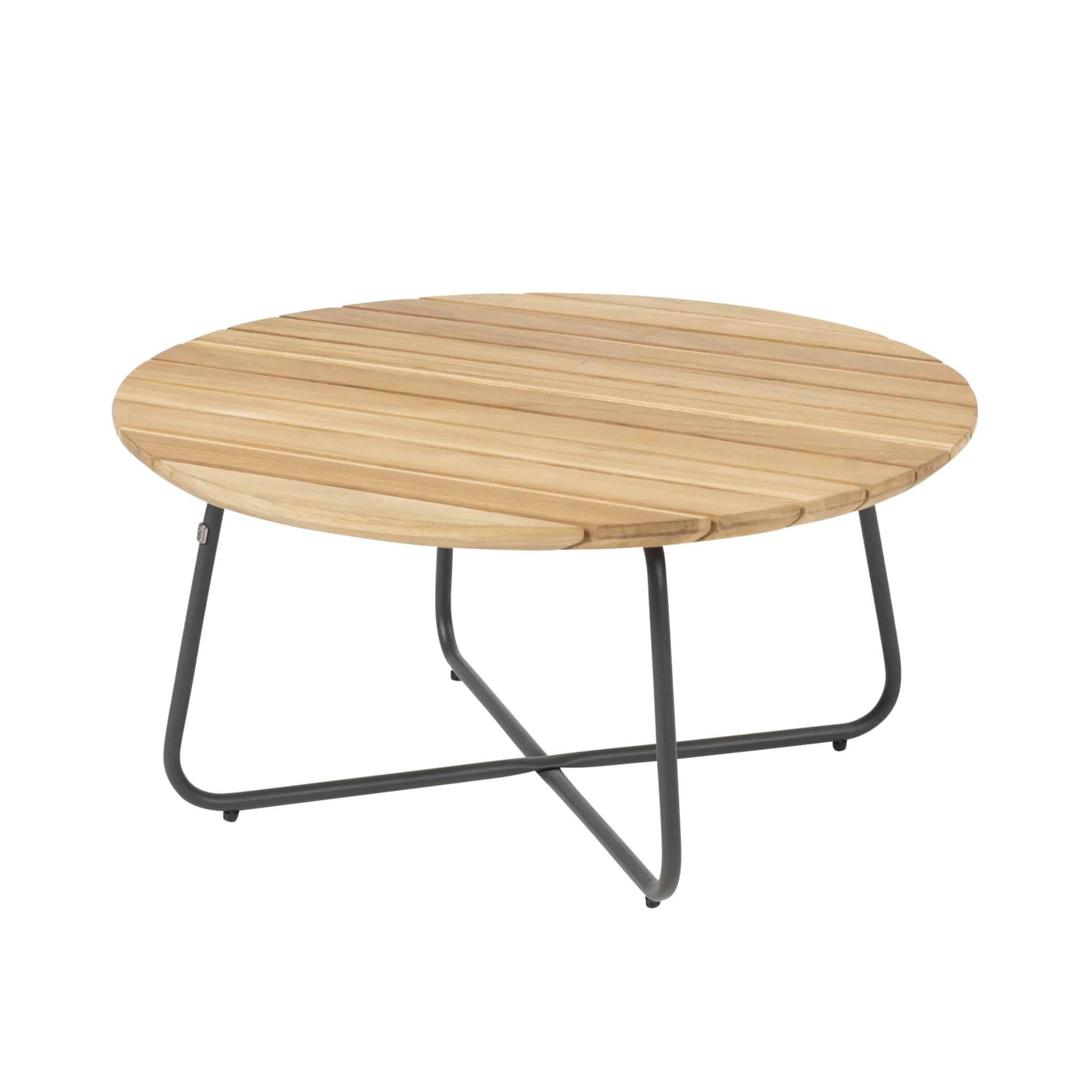 Verdi lounge tuintafel 73 cm H35 cm rond aluminium teak