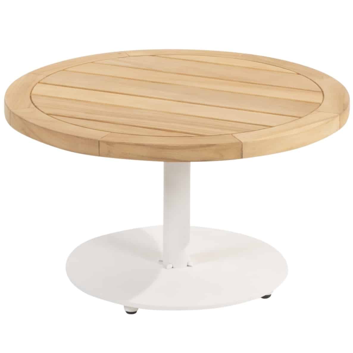 Volta teak salontafel centrale poot wit 60 cm rond 4 Seasons Outdoor