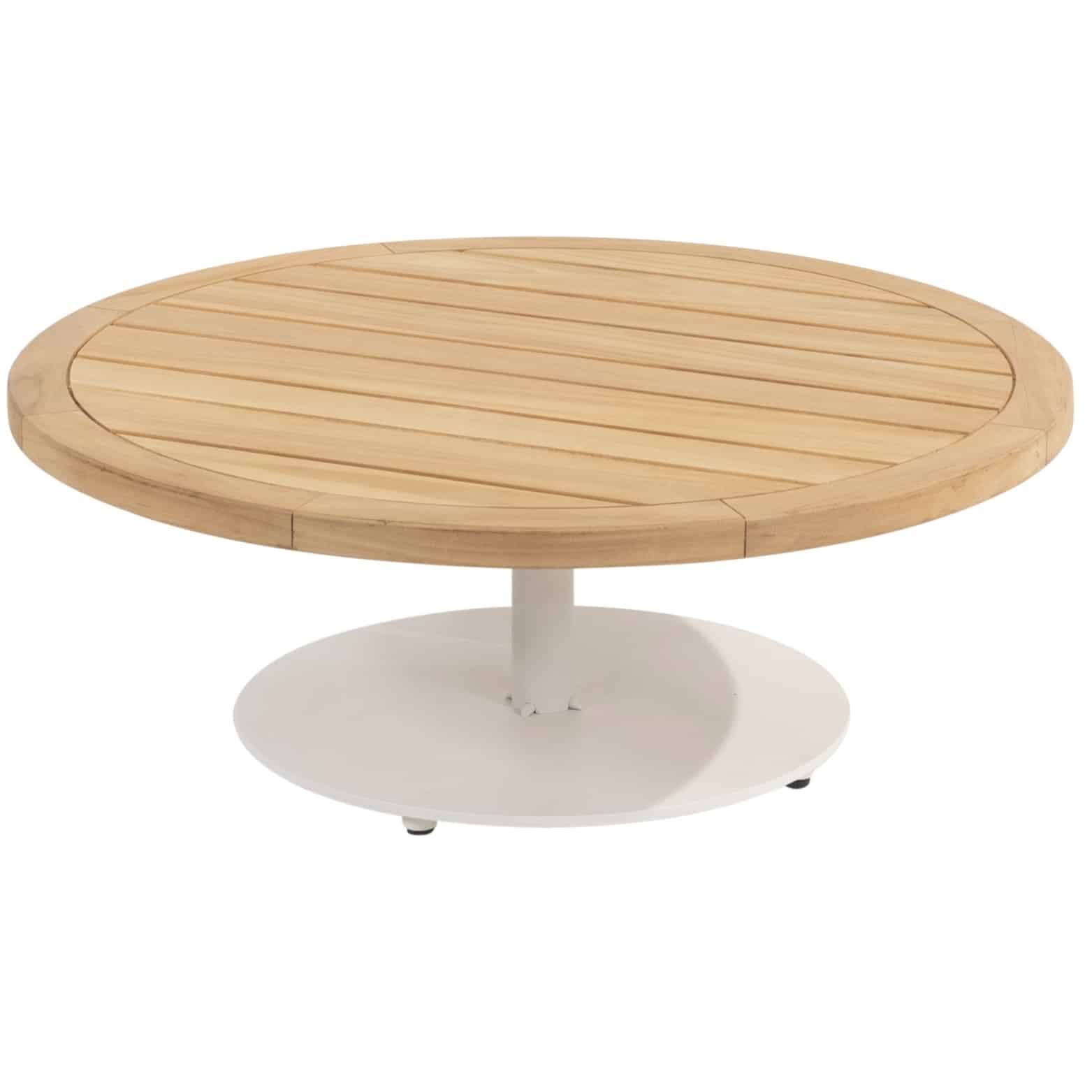 Volta teak salontafel centrale poot wit 80 cm rond 4 Seasons Outdoor