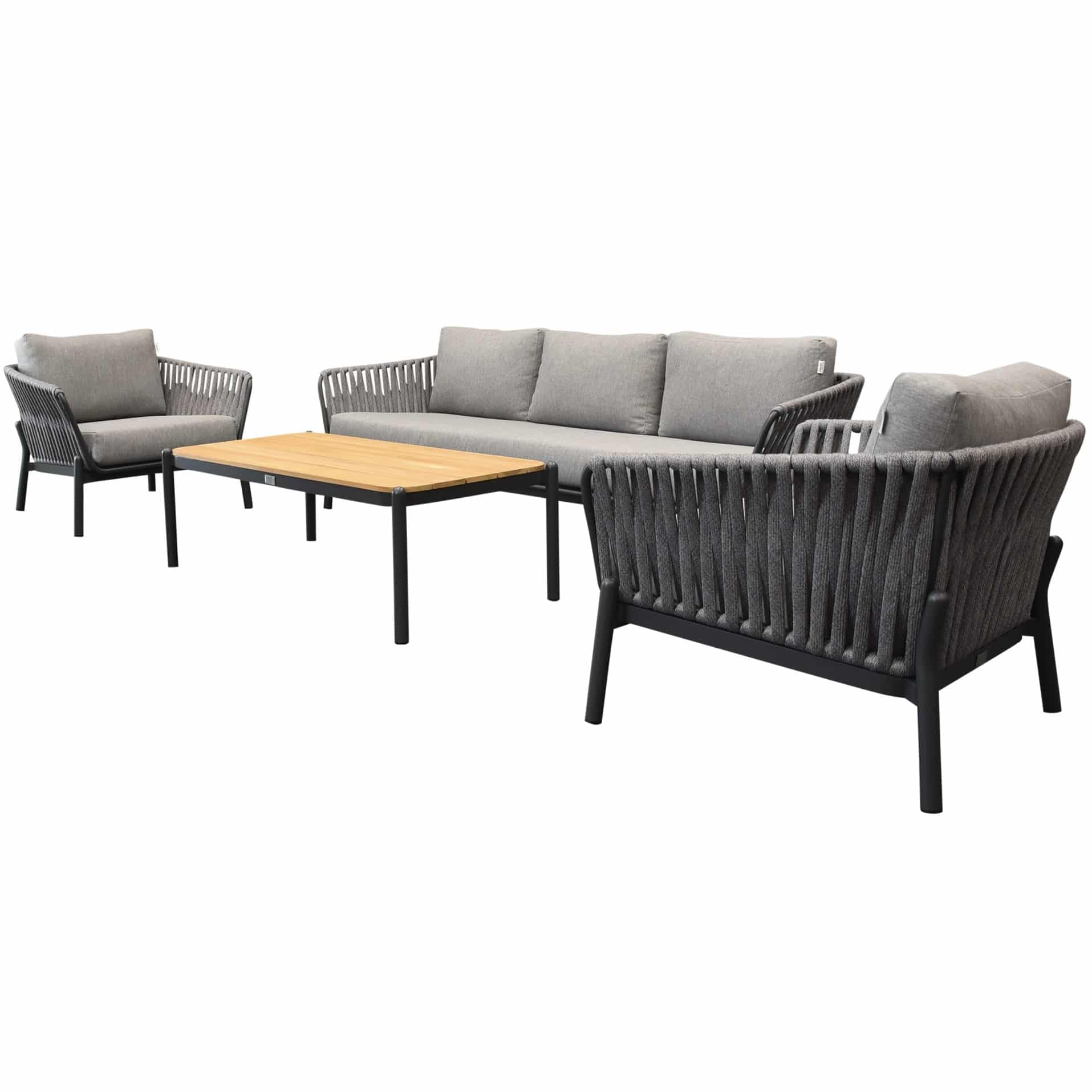 Washington stoel bank loungeset 4 delig grijs rope