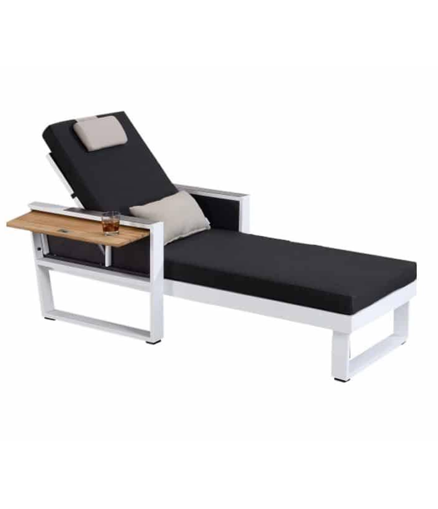 York ligbed rechts aluminium wit teak