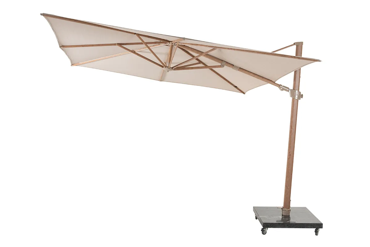 4 seasons outdoor | parasol siesta premium 300 x 300 cm | zand houtlook