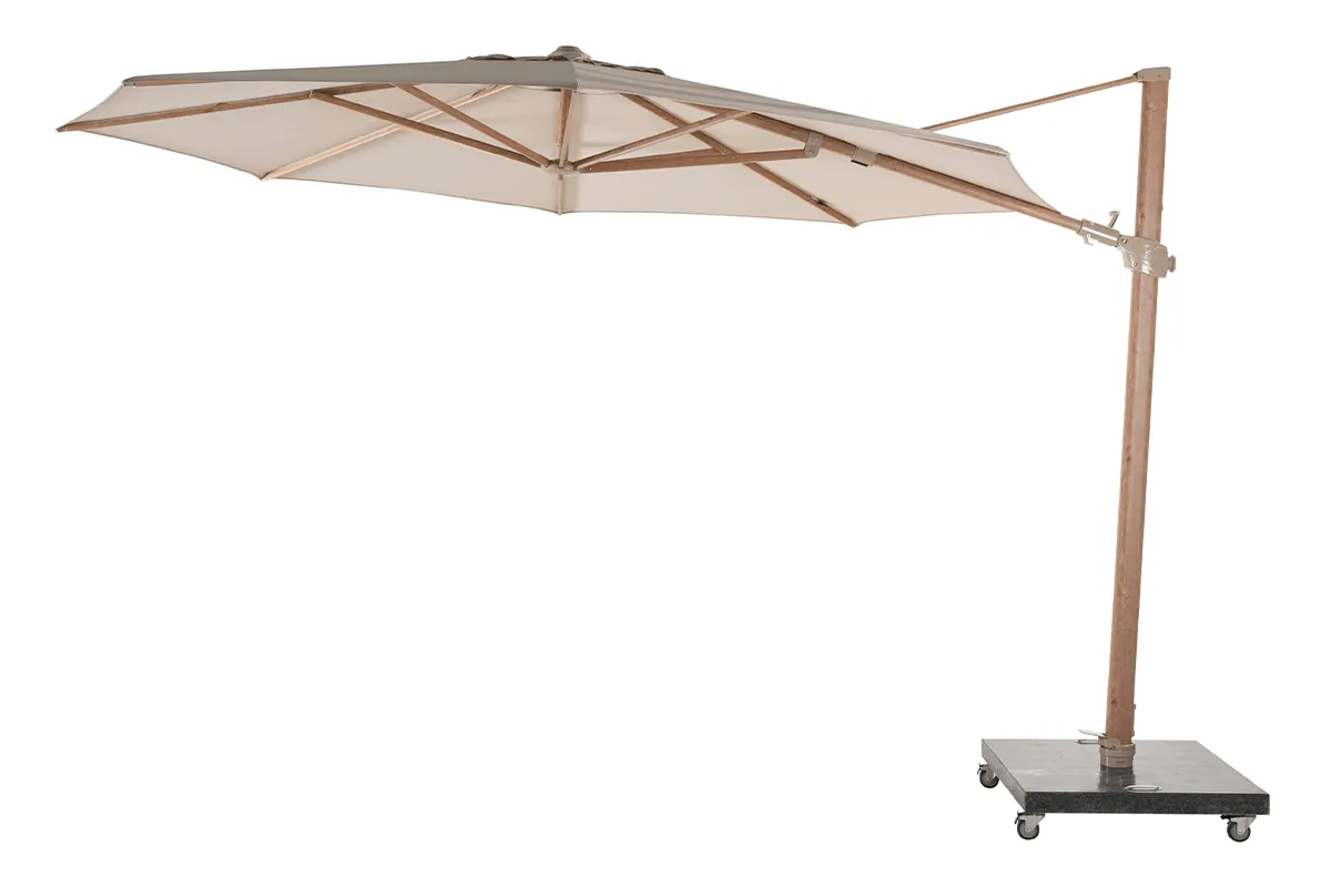 4 seasons outdoor | parasol siesta premium Ø350 cm| zand houtlook