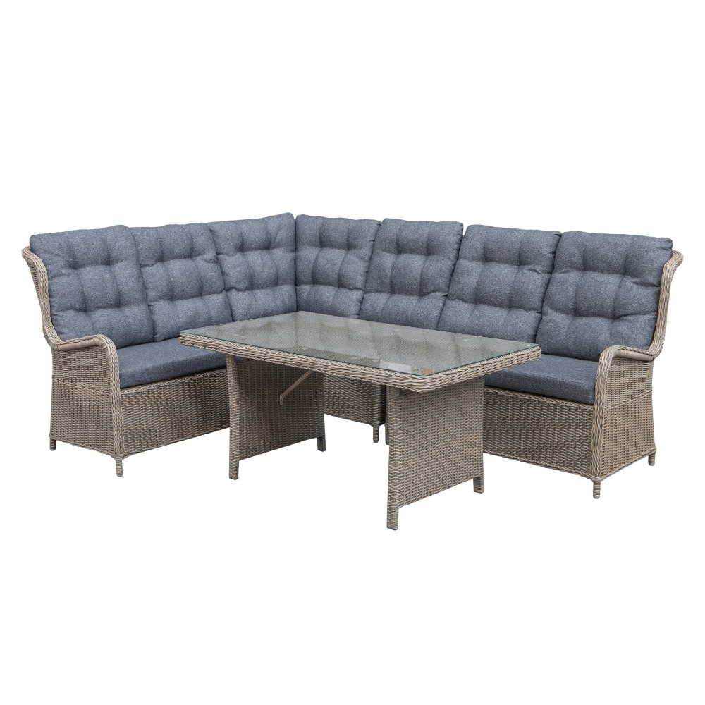 Glasgow dining loungeset | wicker | Ash Grey | 258x202cm