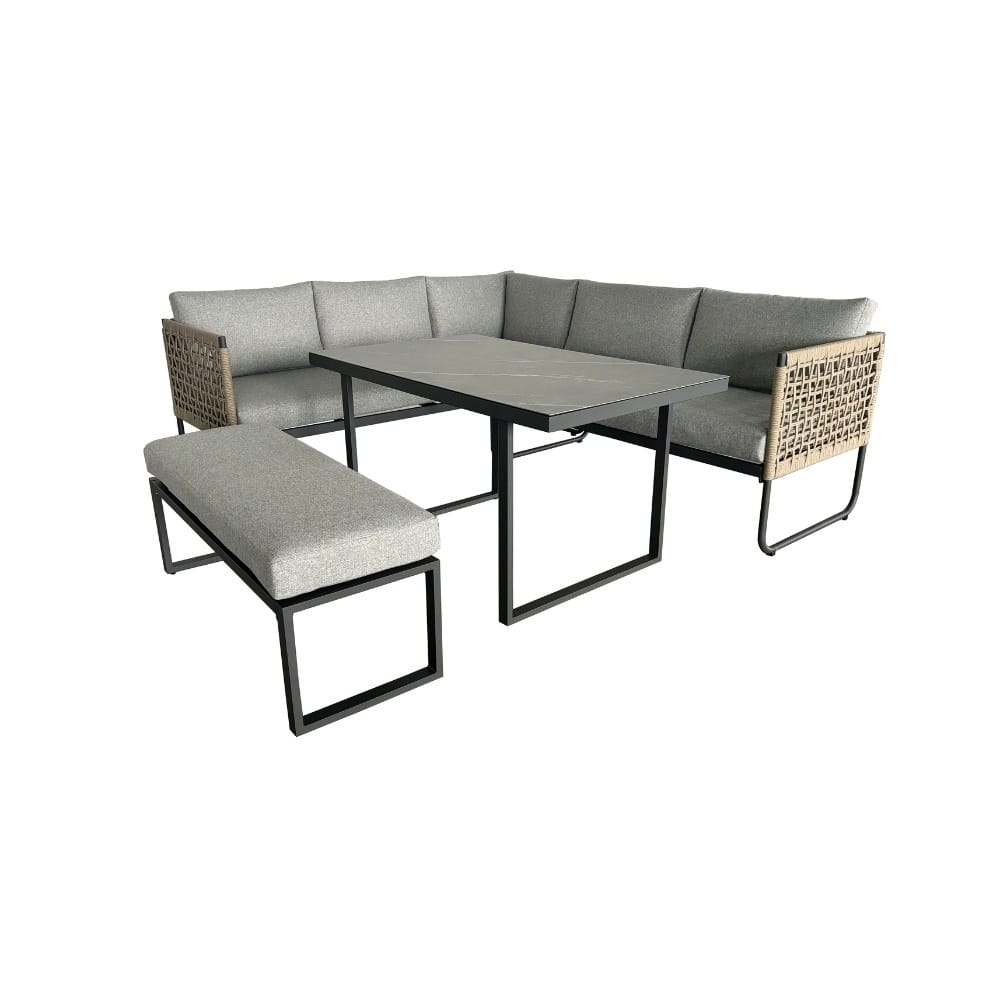 Havana dining loungeset | aluminium + touw | antraciet