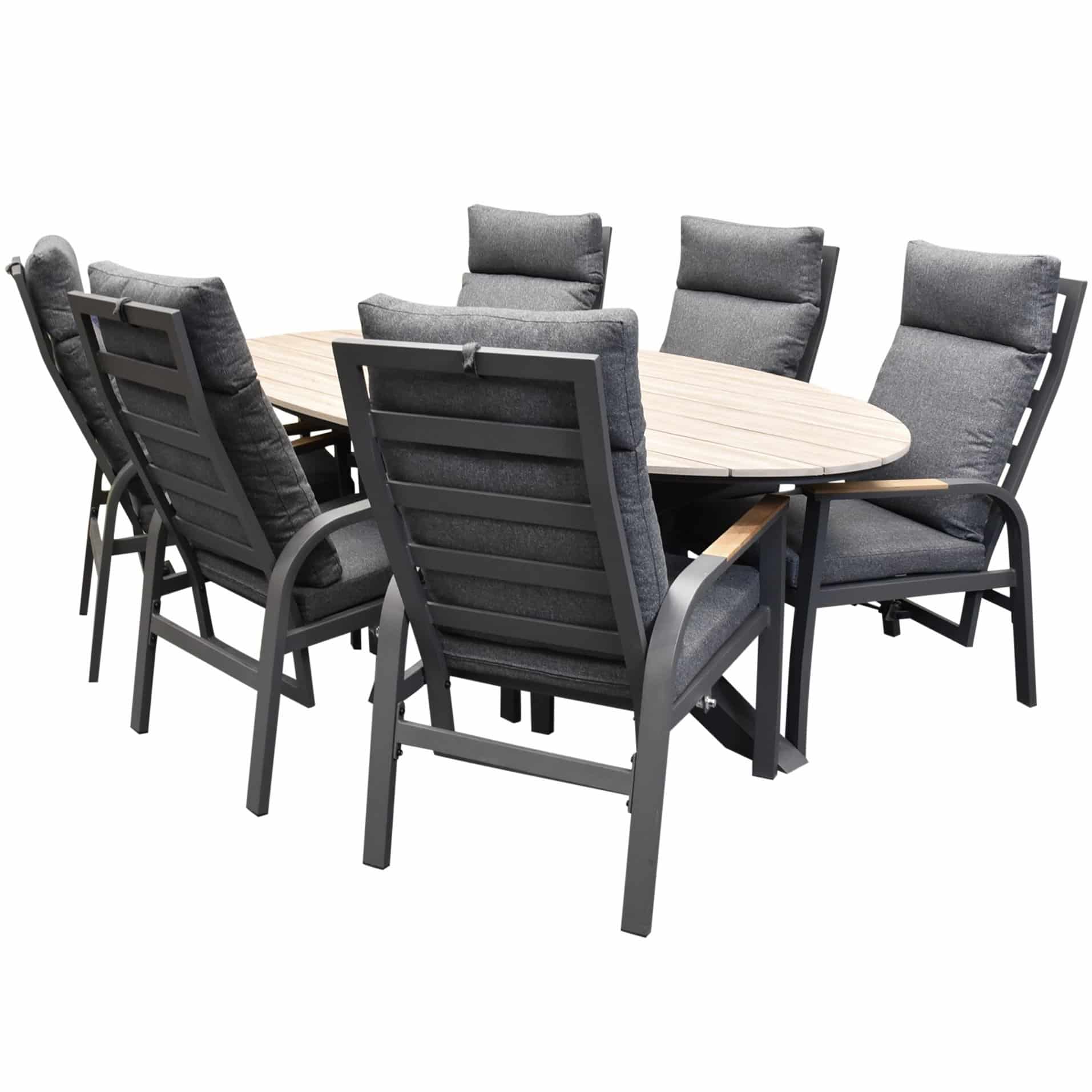 Kota Salvador dining tuinset ovaal verstelbaar 220x115xH75 cm 7 delig polywood