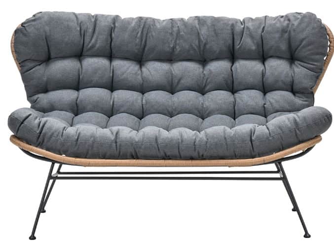 Libelle 2-zits bank natural rotan/mystic grey - Garden impressions