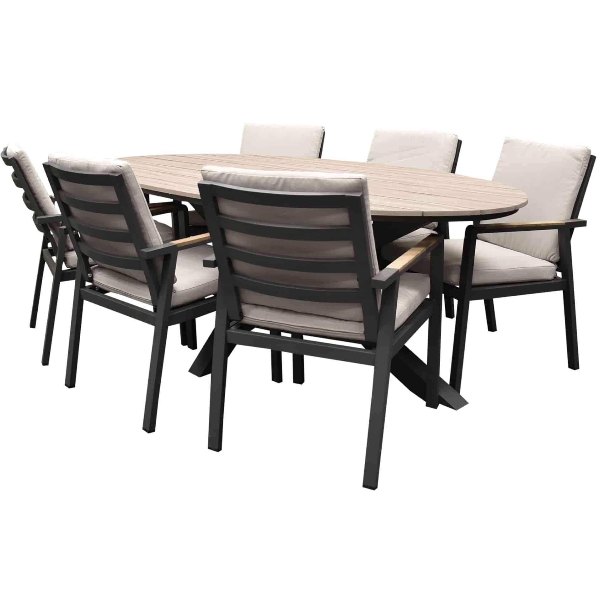 Lola Salvador dining tuinset ovaal 220x115xH75 cm 7 delig polywood