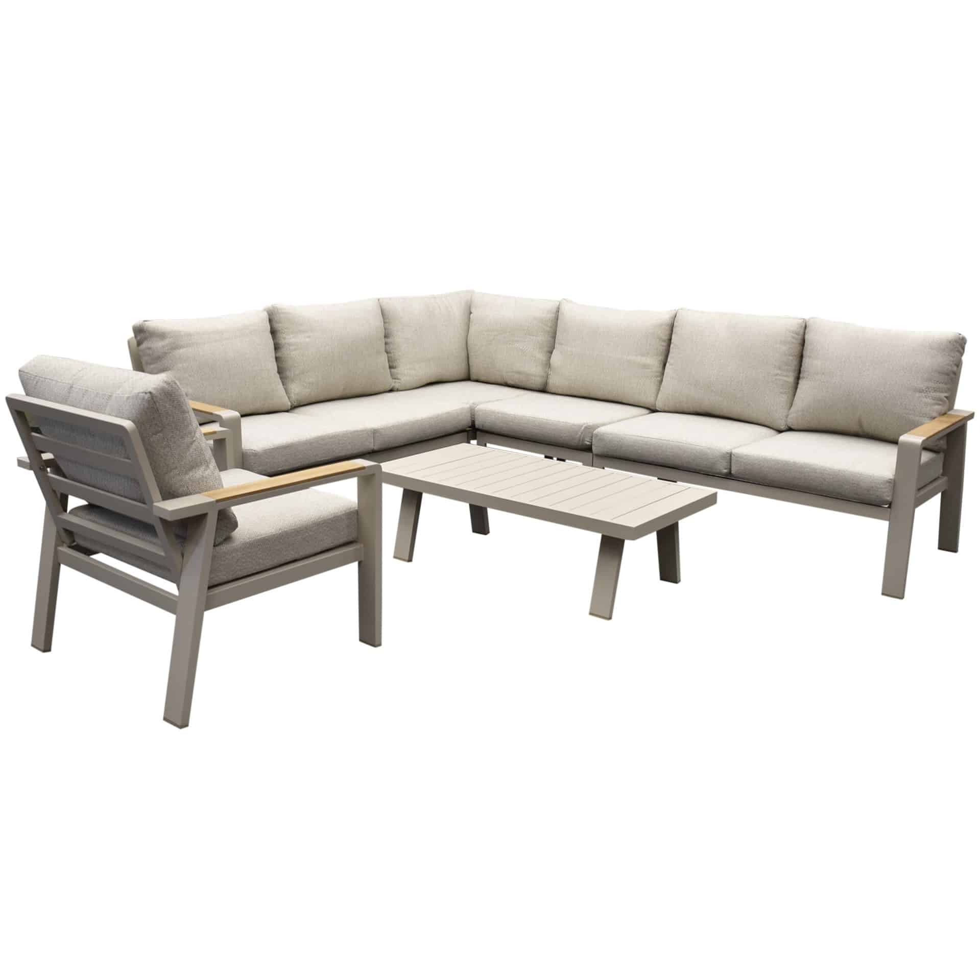 Lola hoek loungeset 6-delig aluminium zand latte