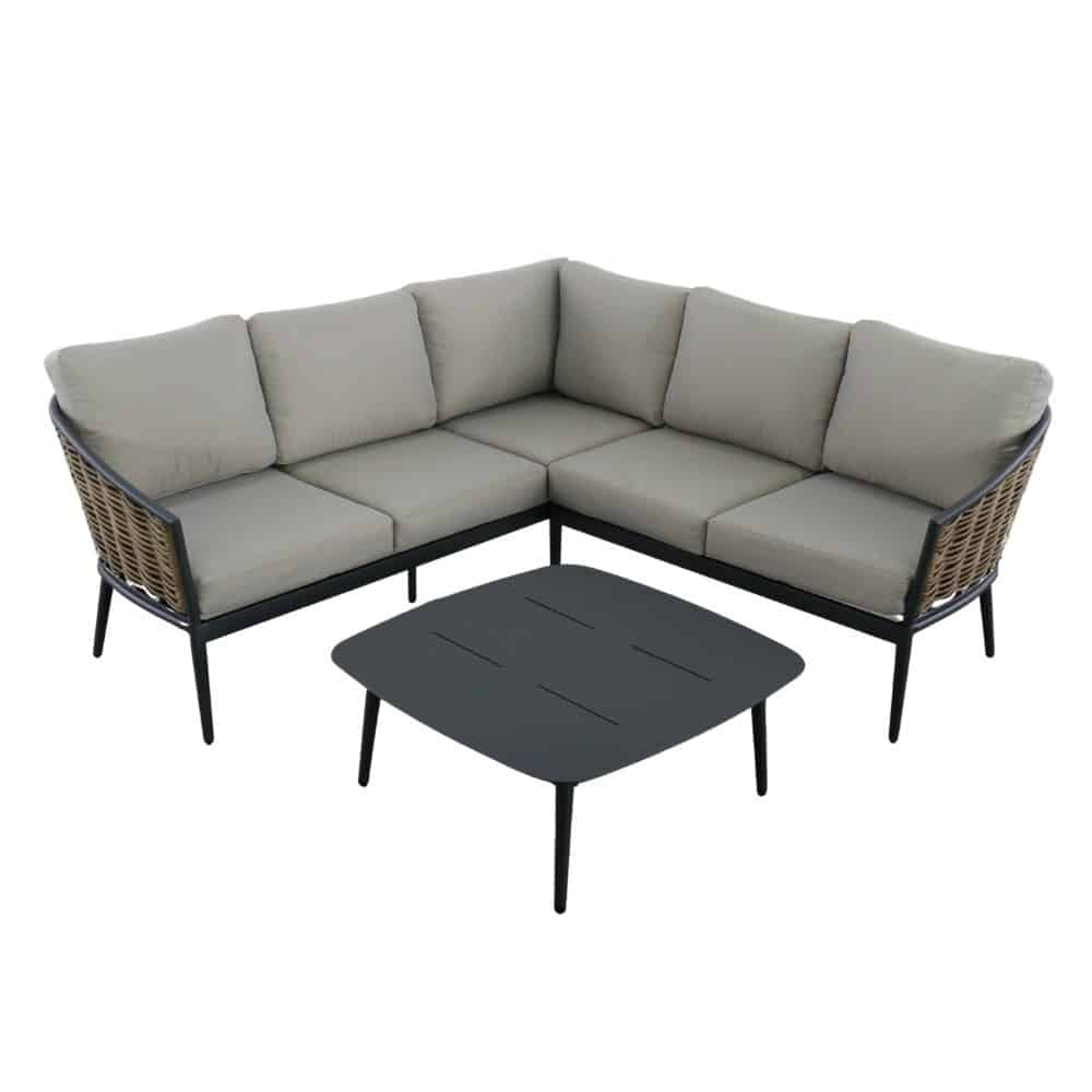 Lucca hoek loungeset | wicker + aluminium | 196x196cm | zand