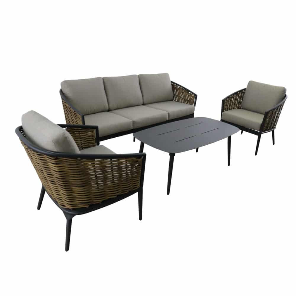 Lucca stoel-bank loungeset | wicker + aluminium | zand