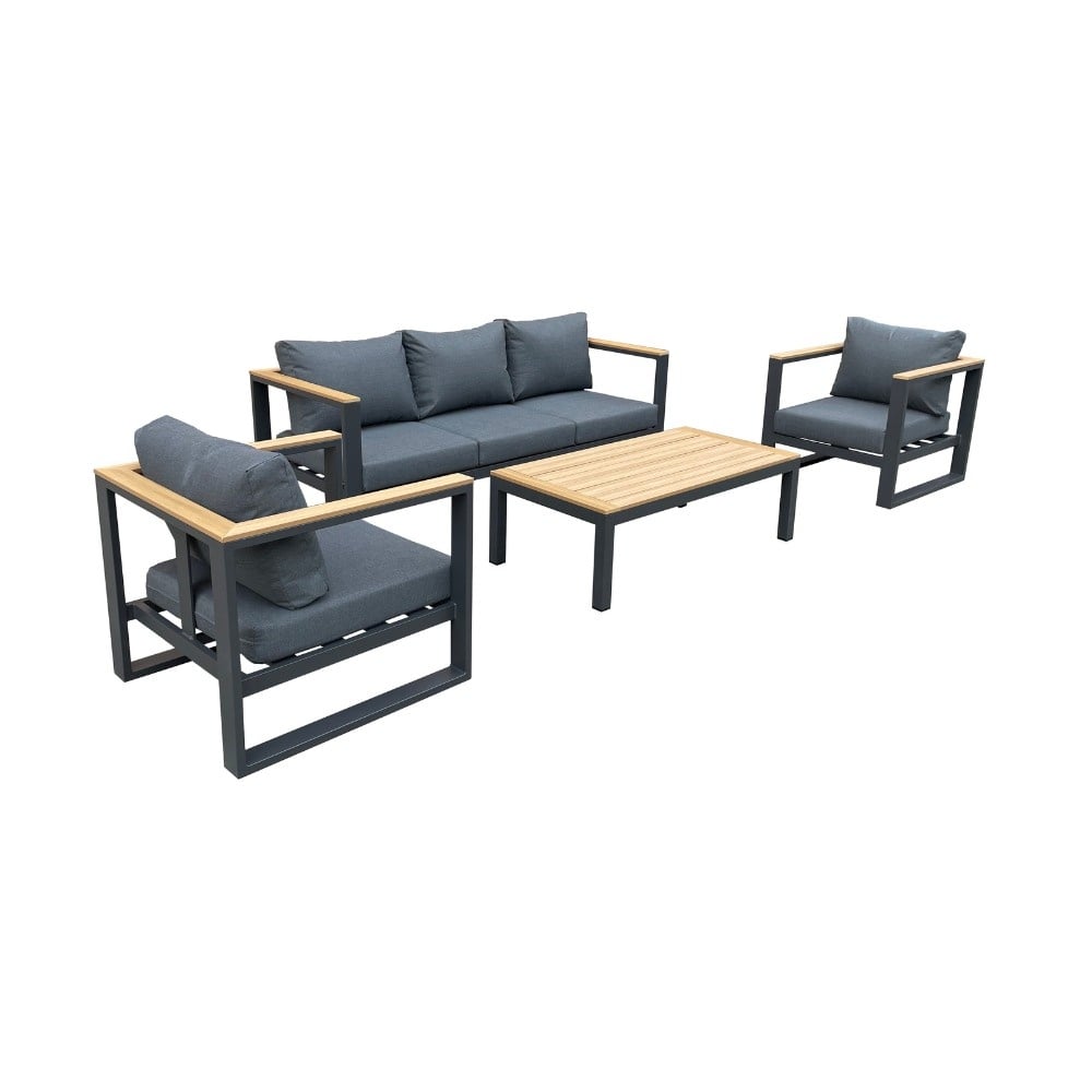 Nebraska stoel-bank loungeset | aluminium + polywood | antraciet