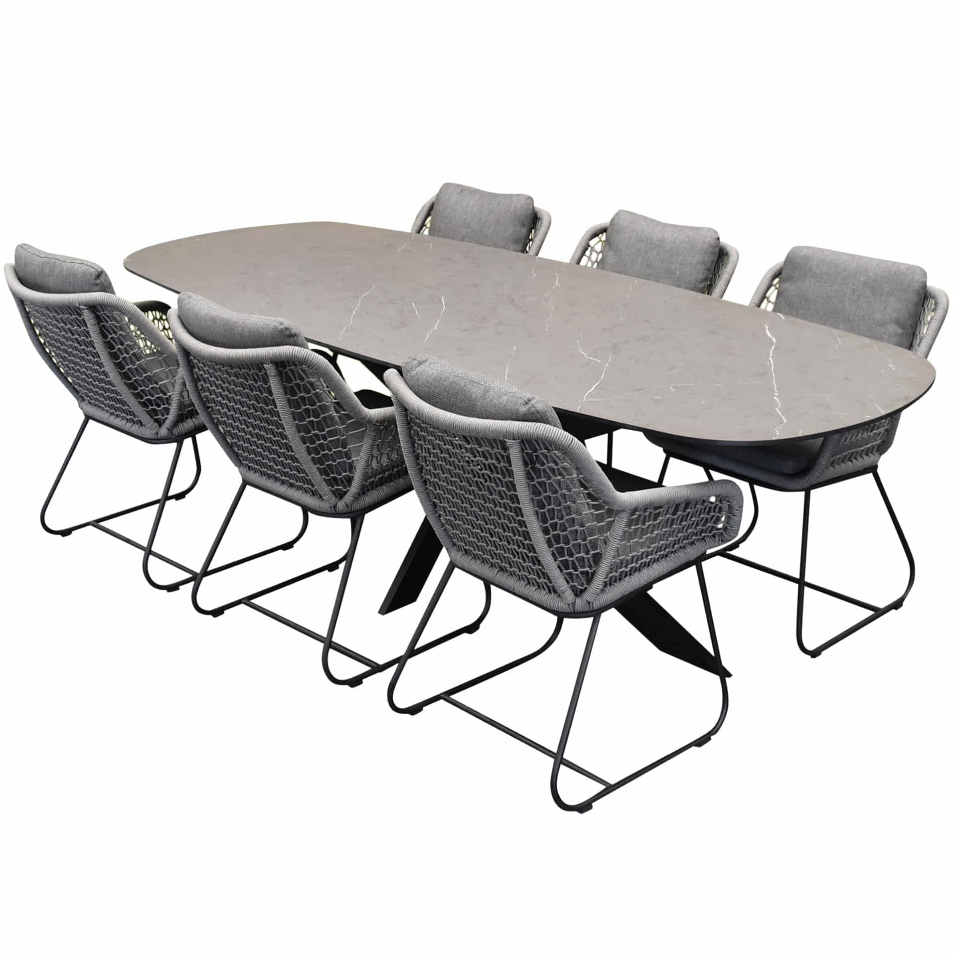 San Francisco Savona dining tuinset 240x100xH76 cm 7 delig keramiek