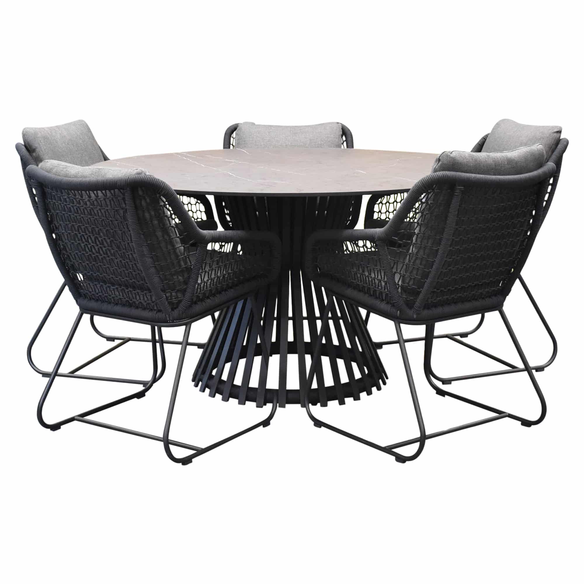 Savona Pasadena dining tuinset 140xH75 cm rond 6 delig aluminium