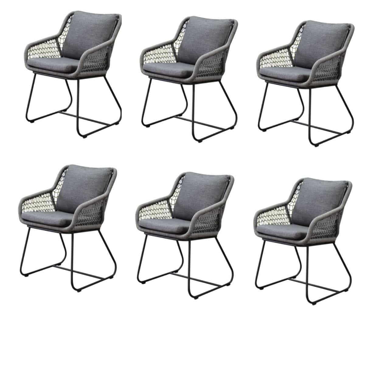 Savona dining tuinstoel rope grijs set van 6