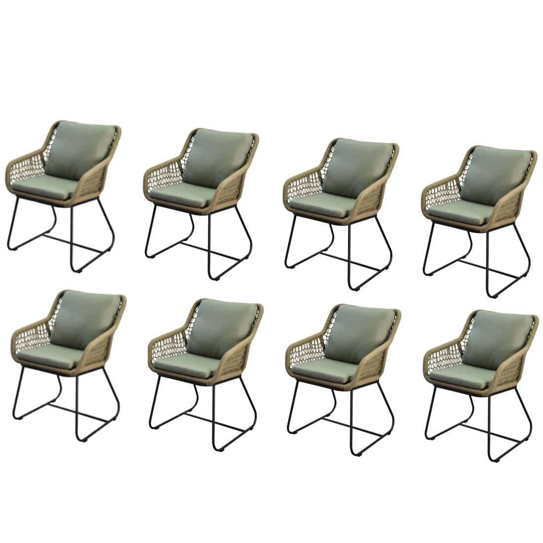 Savona dining tuinstoel rope olijf groen set van 8