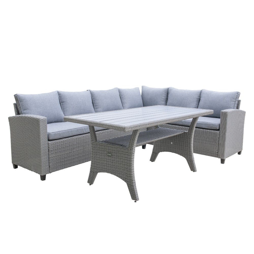 Stockholm dining loungeset 3-delig | wicker | 245x169cm | grijs