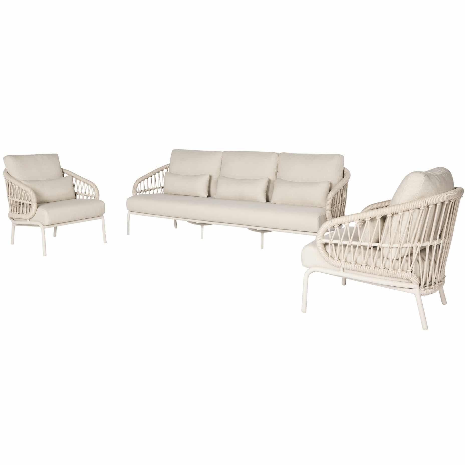 Suns Tosca stoel bank loungeset 3 delig camel sand rope